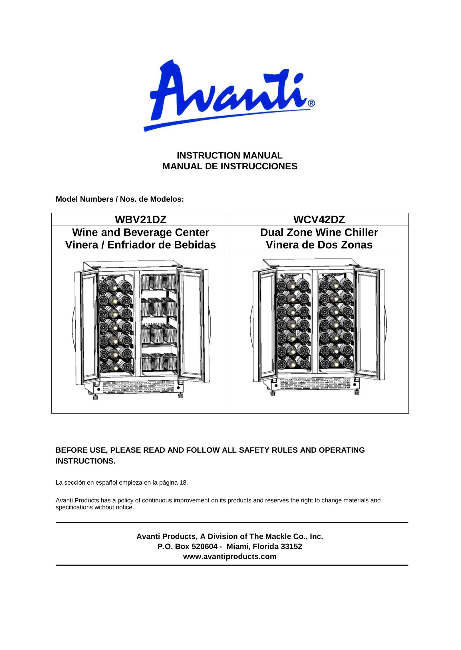 Avanti WBV21DZ Tool Storage User Manual