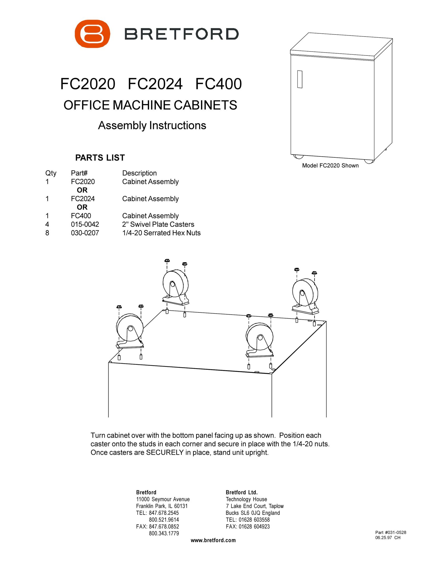 Bretford FC2020 Tool Storage User Manual