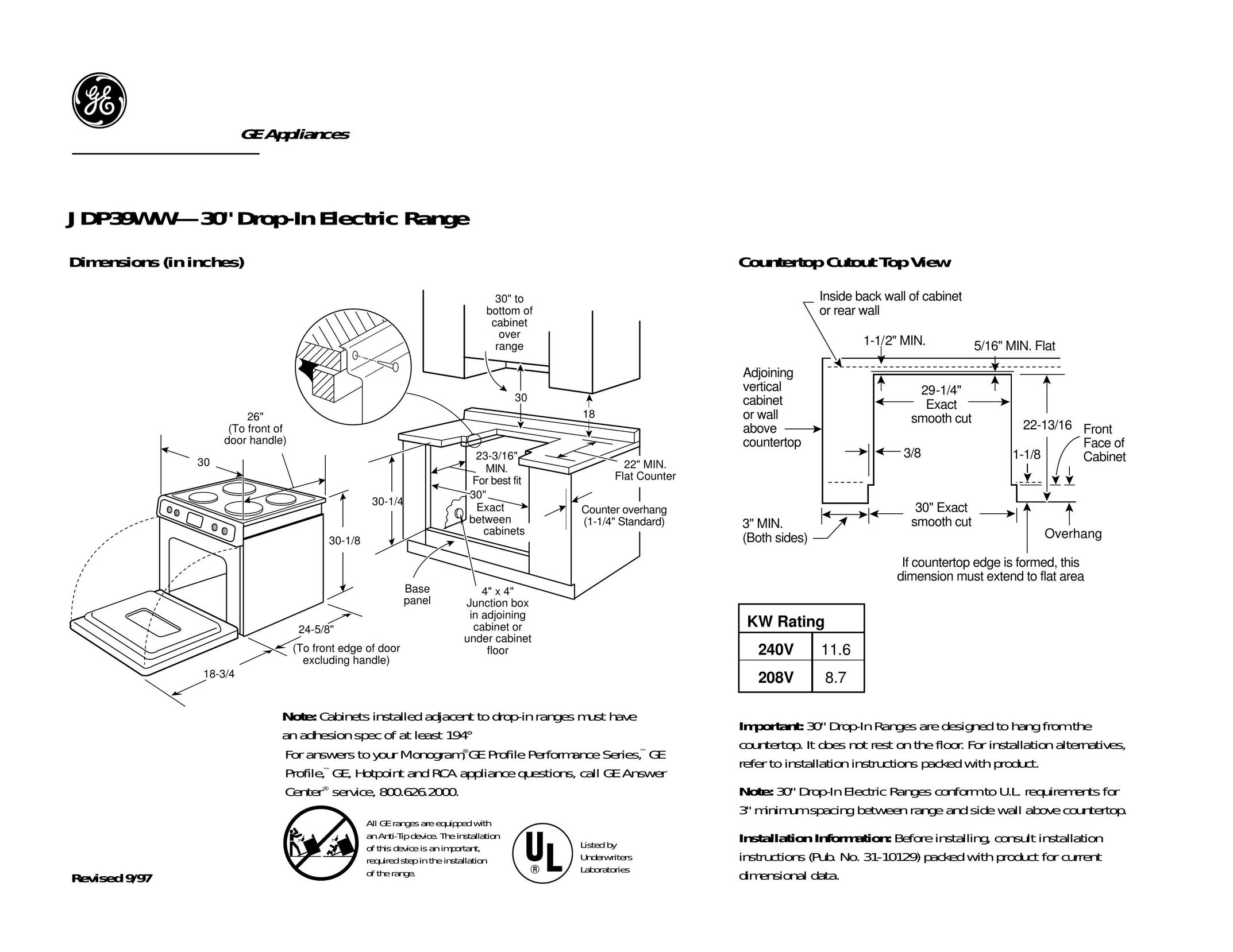 GE JDP39WW Tool Storage User Manual
