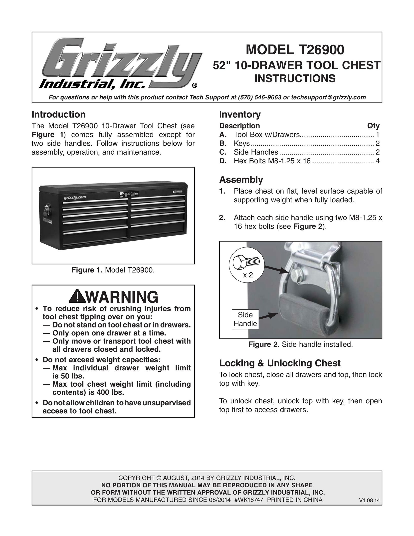 Grizzly T26900 Tool Storage User Manual