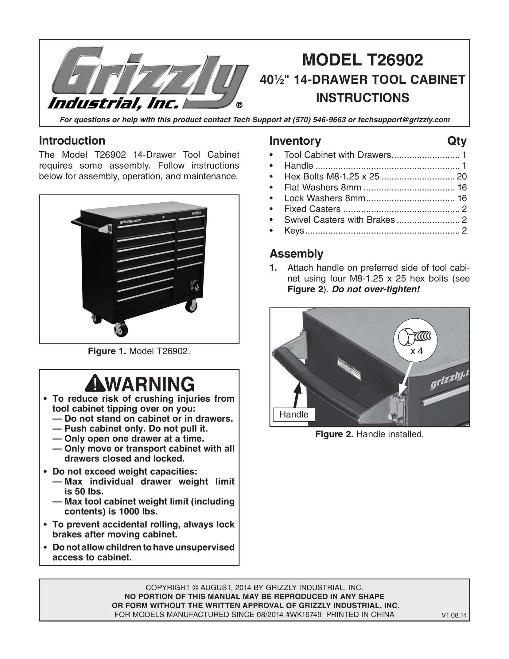 Grizzly T26902 Tool Storage User Manual