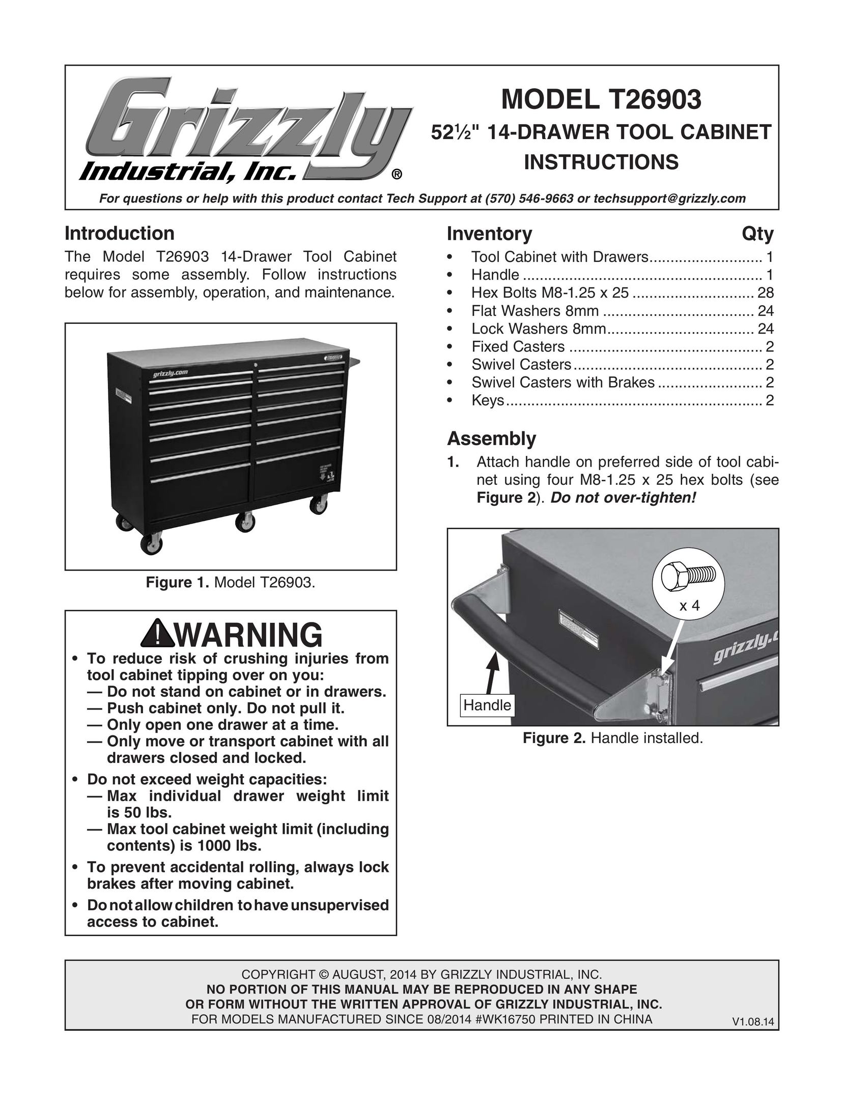 Grizzly T26903 Tool Storage User Manual