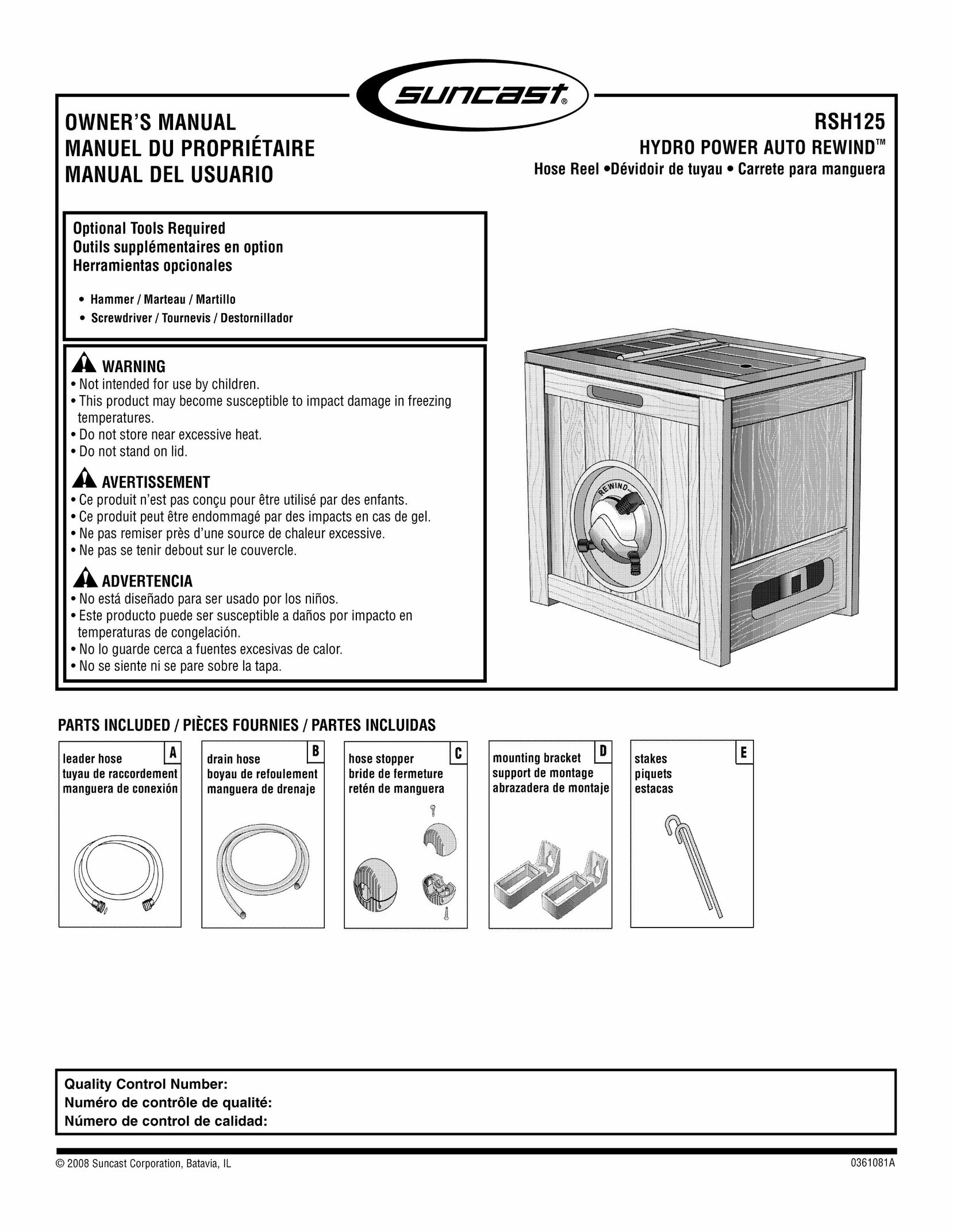 Suncast RSH125 Tool Storage User Manual