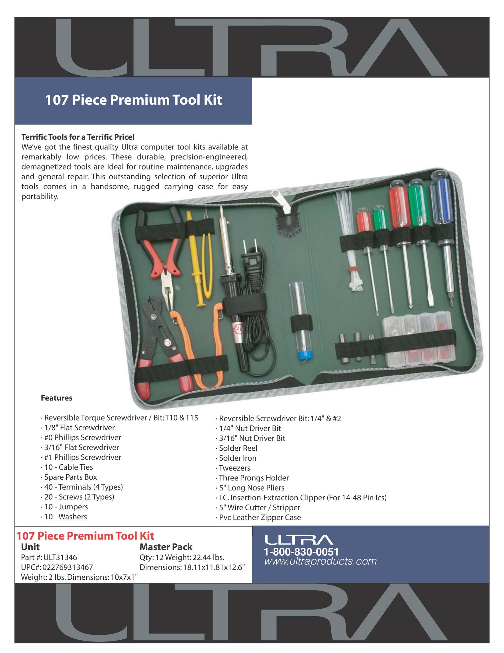 Ultra Products ULT31346 Tool Storage User Manual