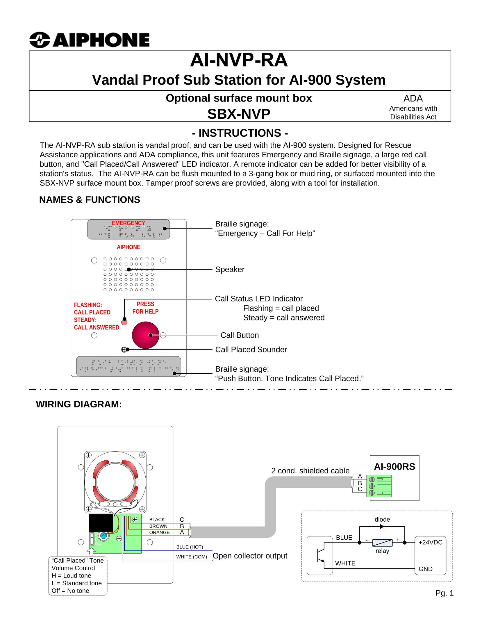 Aiphone SBX-NVP Welder User Manual