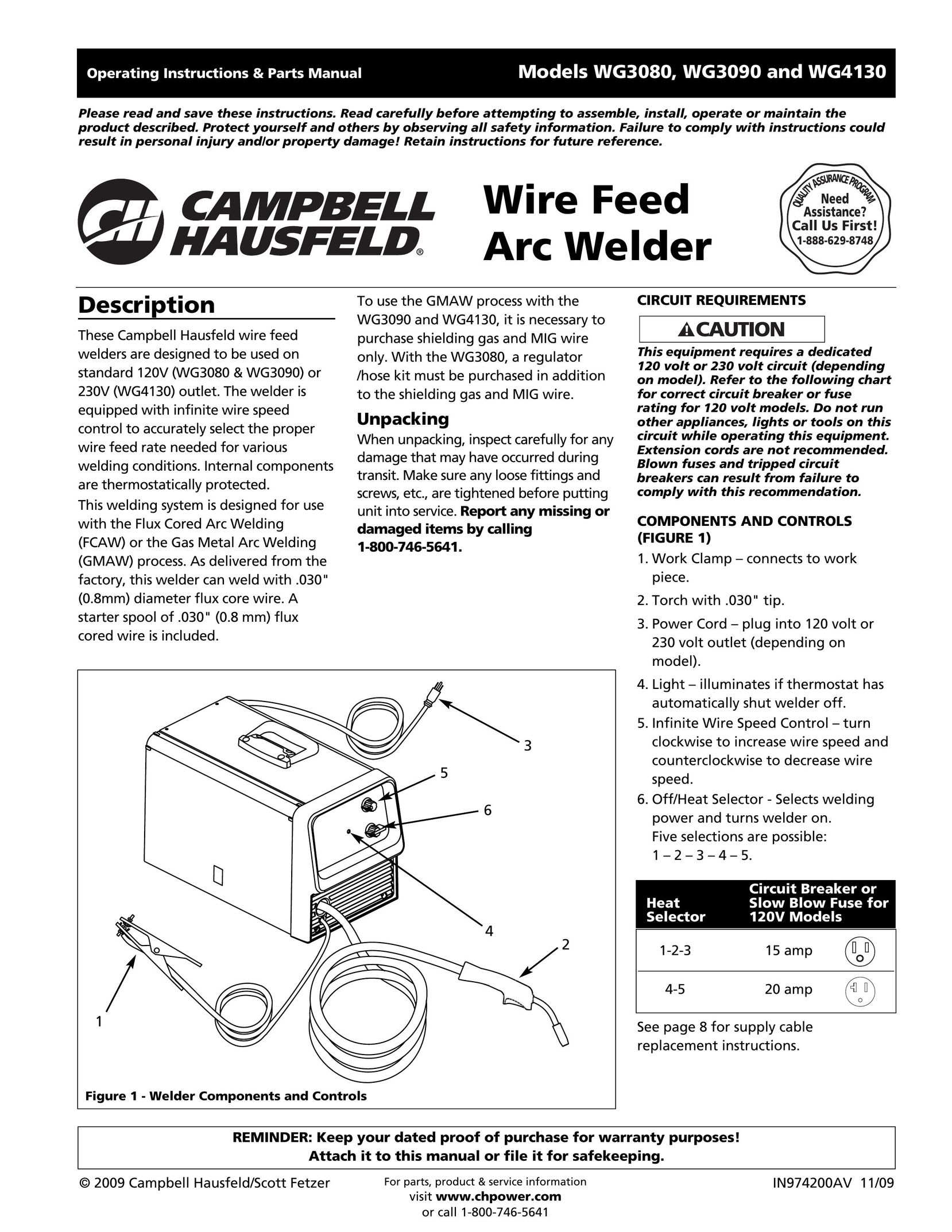 Campbell Hausfeld IN974200AV Welder User Manual