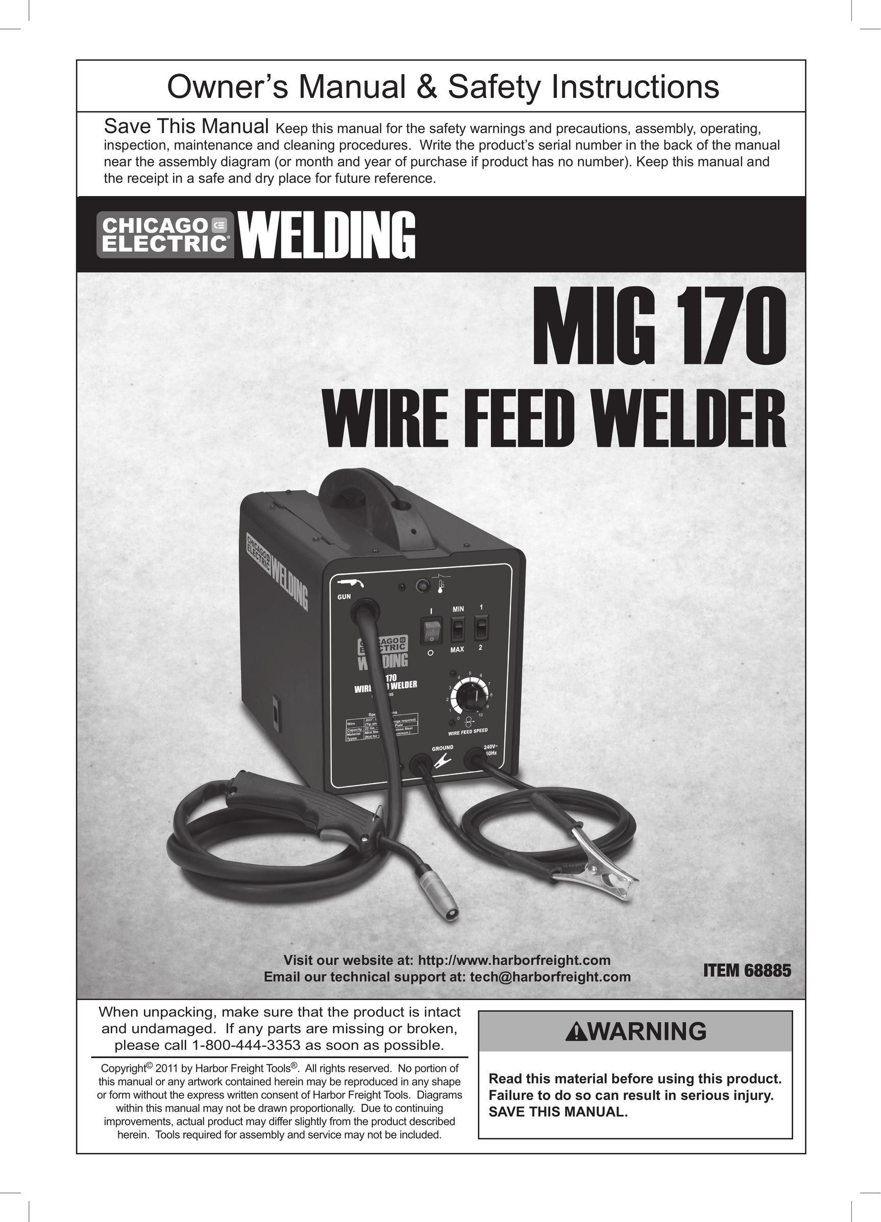 Chicago Electric MIG 170 Welder User Manual