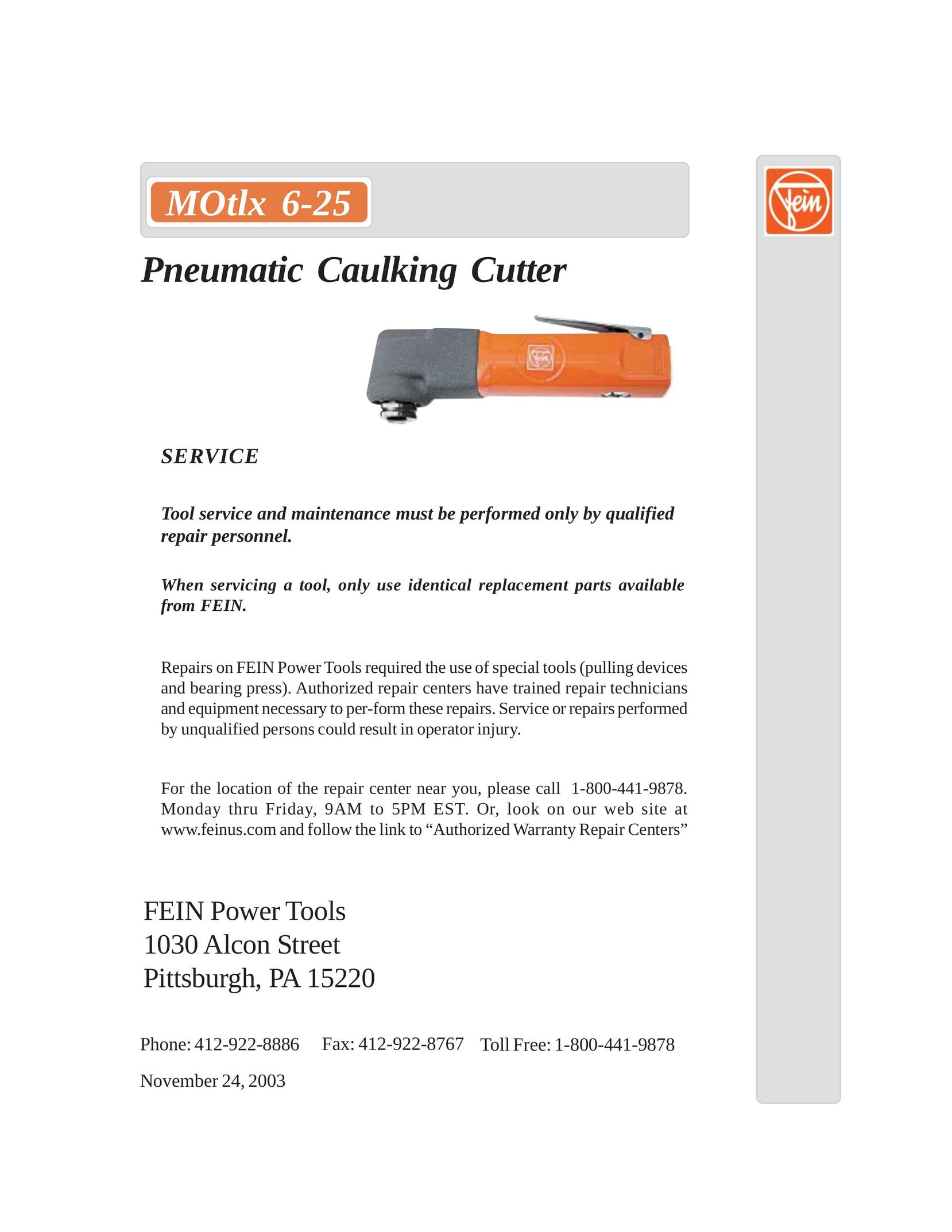 FEIN Power Tools MOtlx 6-25 Welder User Manual