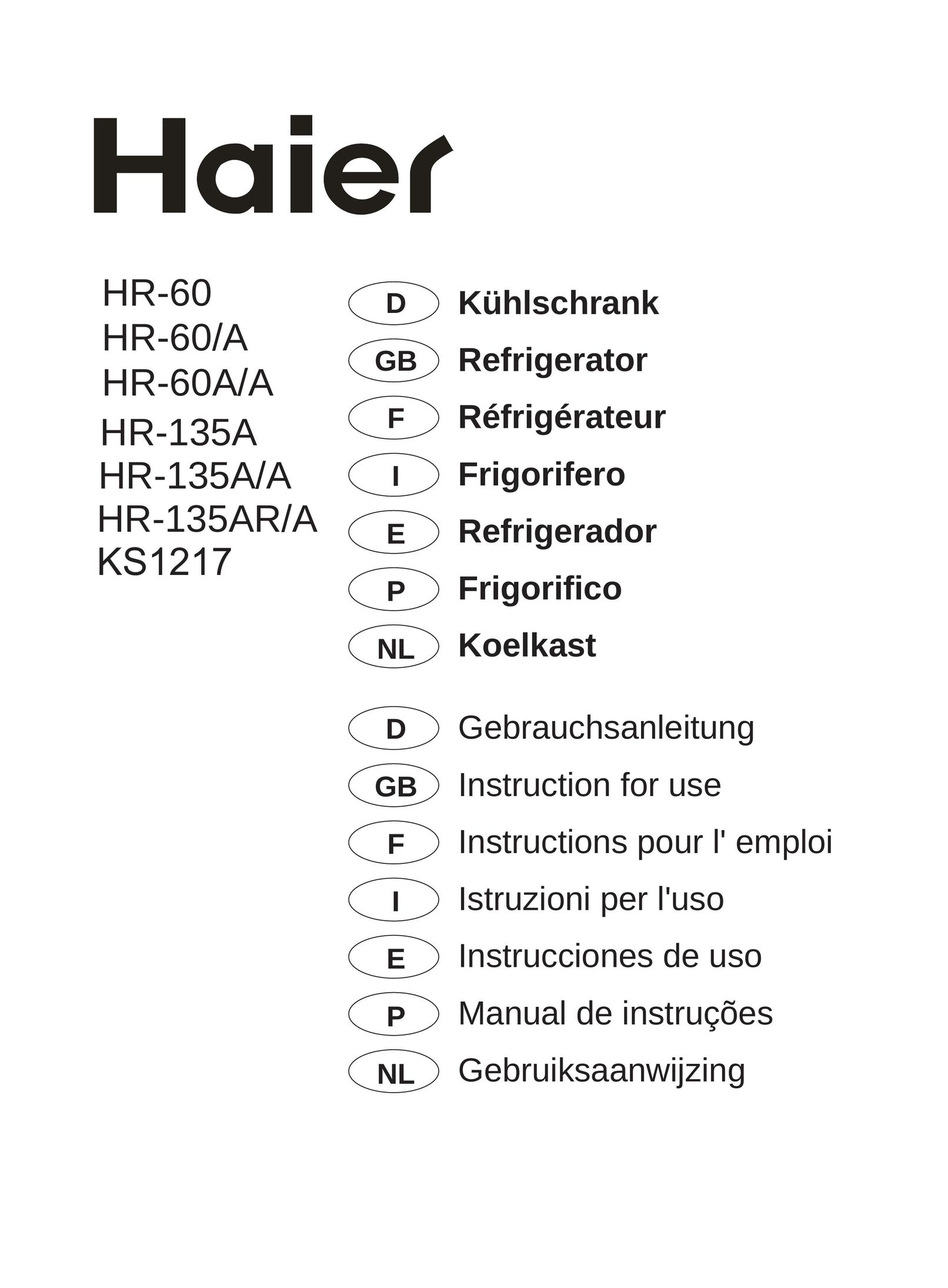 Haier HR-135A Welder User Manual
