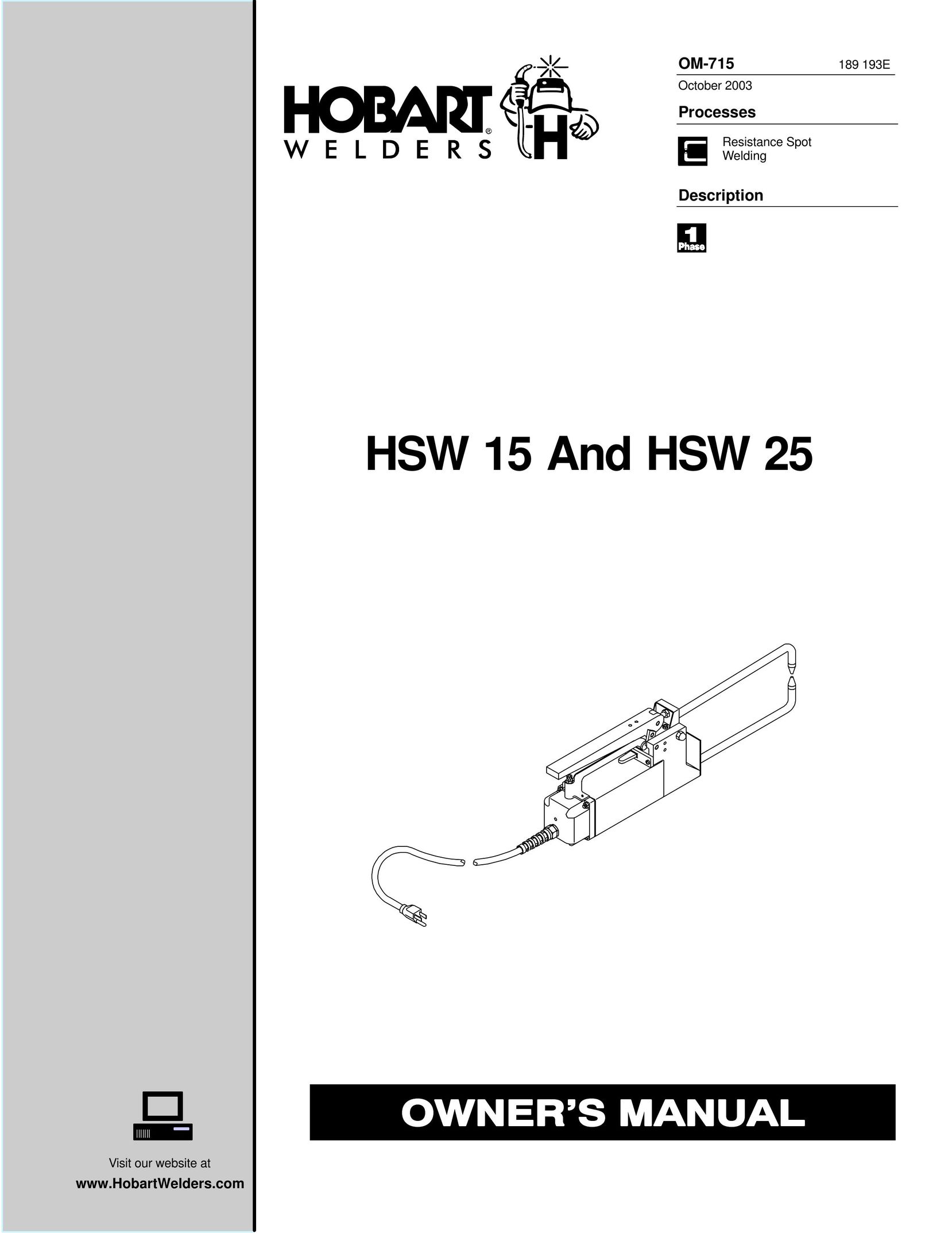 Hobart Welding Products HSW 15 Welder User Manual