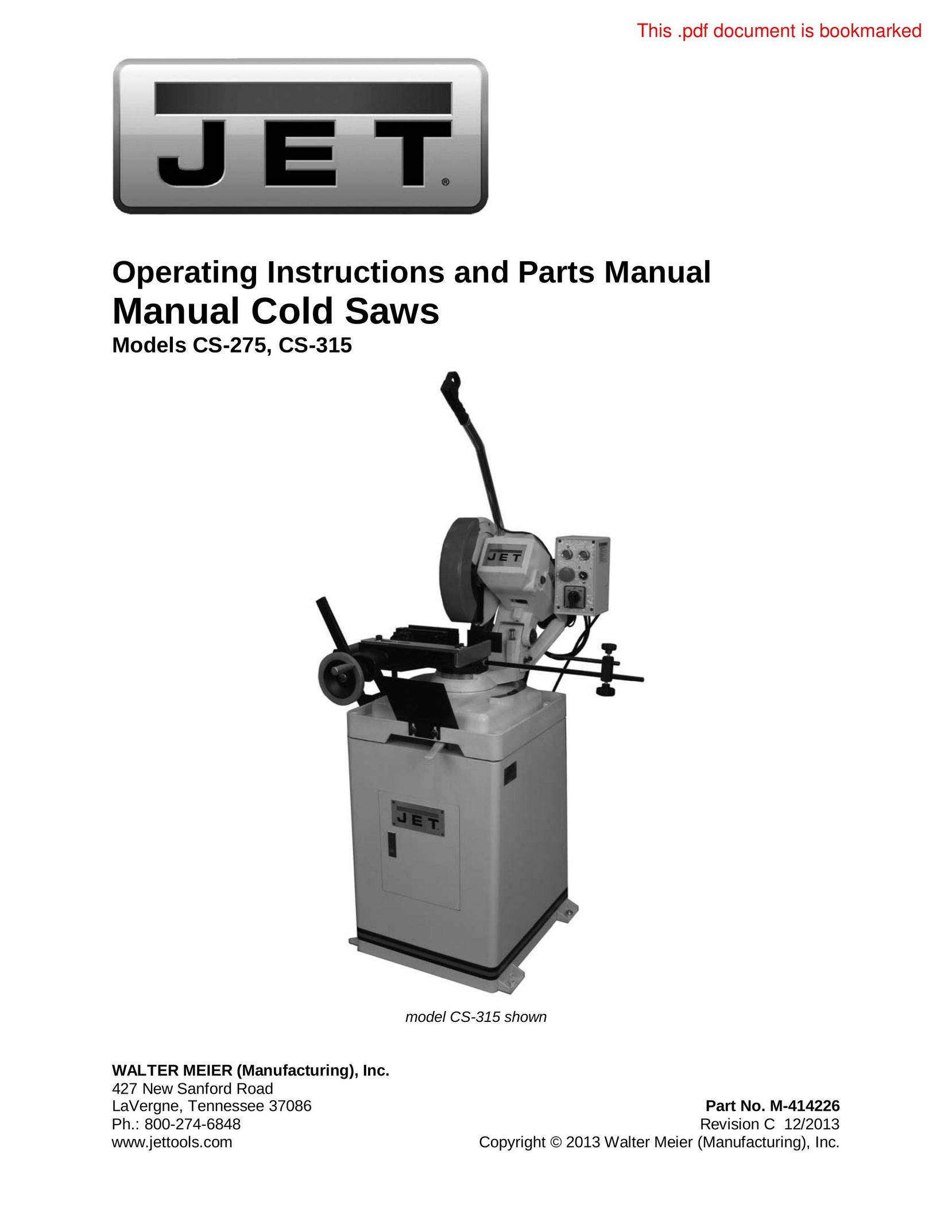 Jet Tools CS-275 Welder User Manual