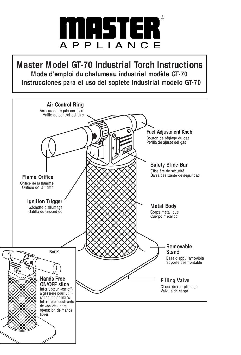 Master Appliance GT-70 Welder User Manual