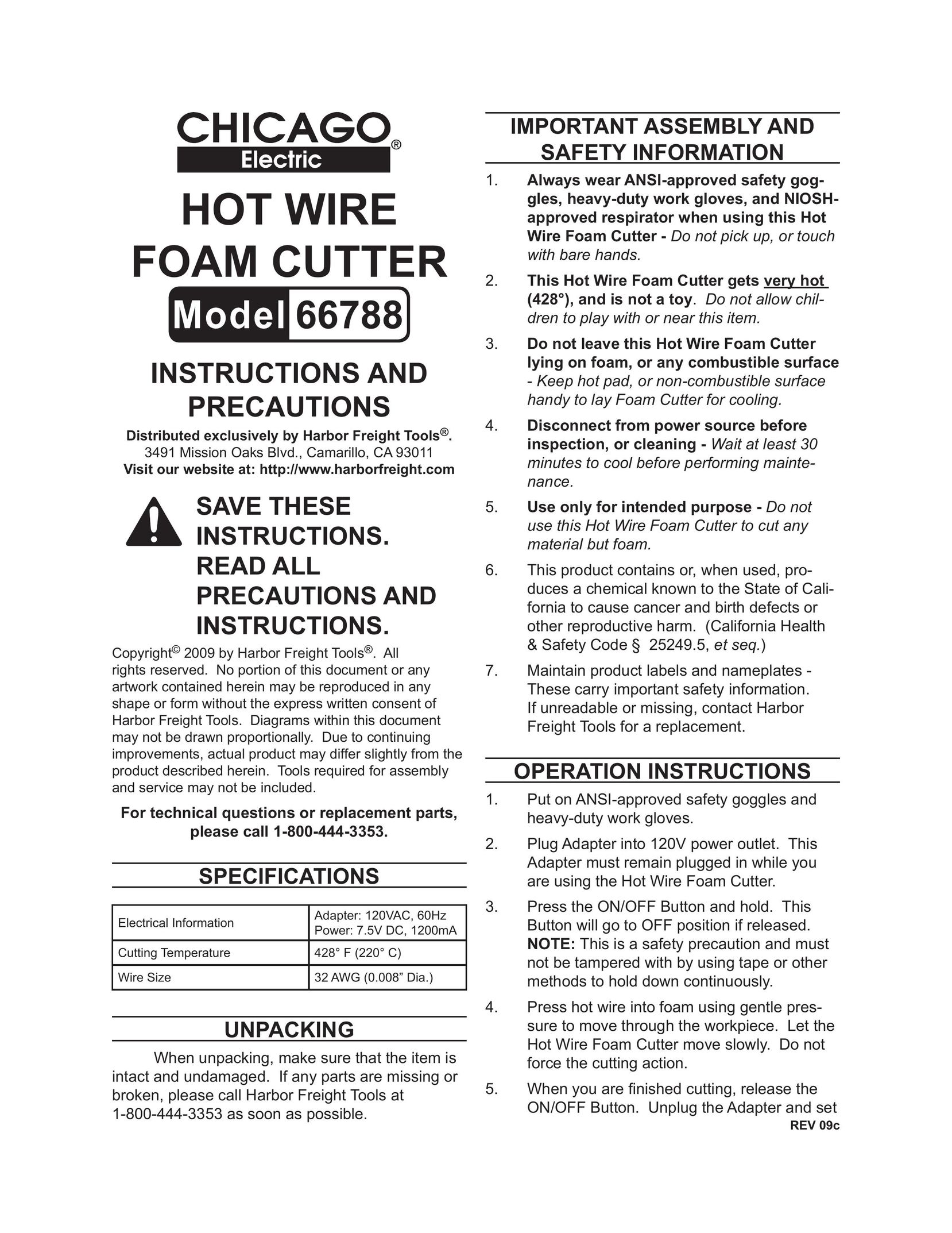 Chicago Electric 66788 Welding Consumables User Manual