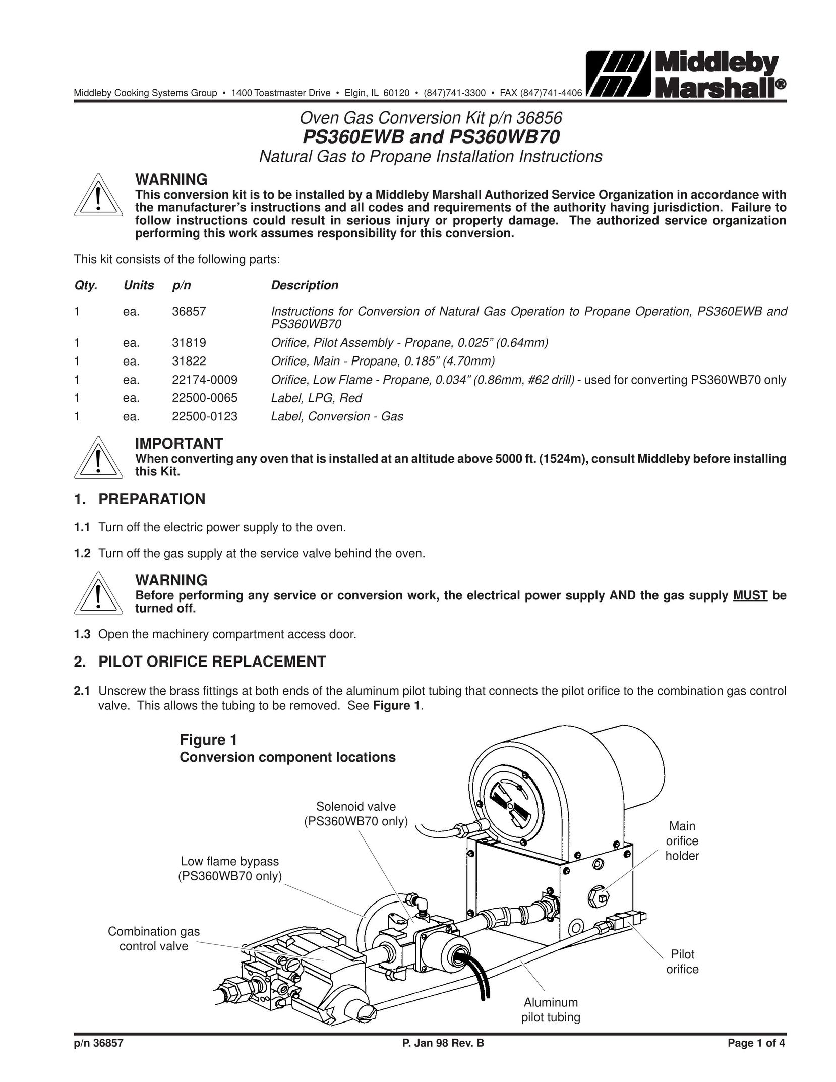 Middleby Marshall PS360WB70 Welding Consumables User Manual