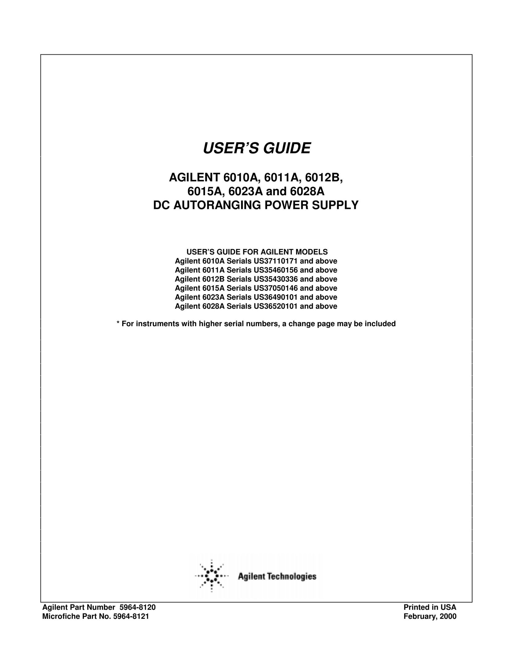 Agilent Technologies 6012b Welding System User Manual