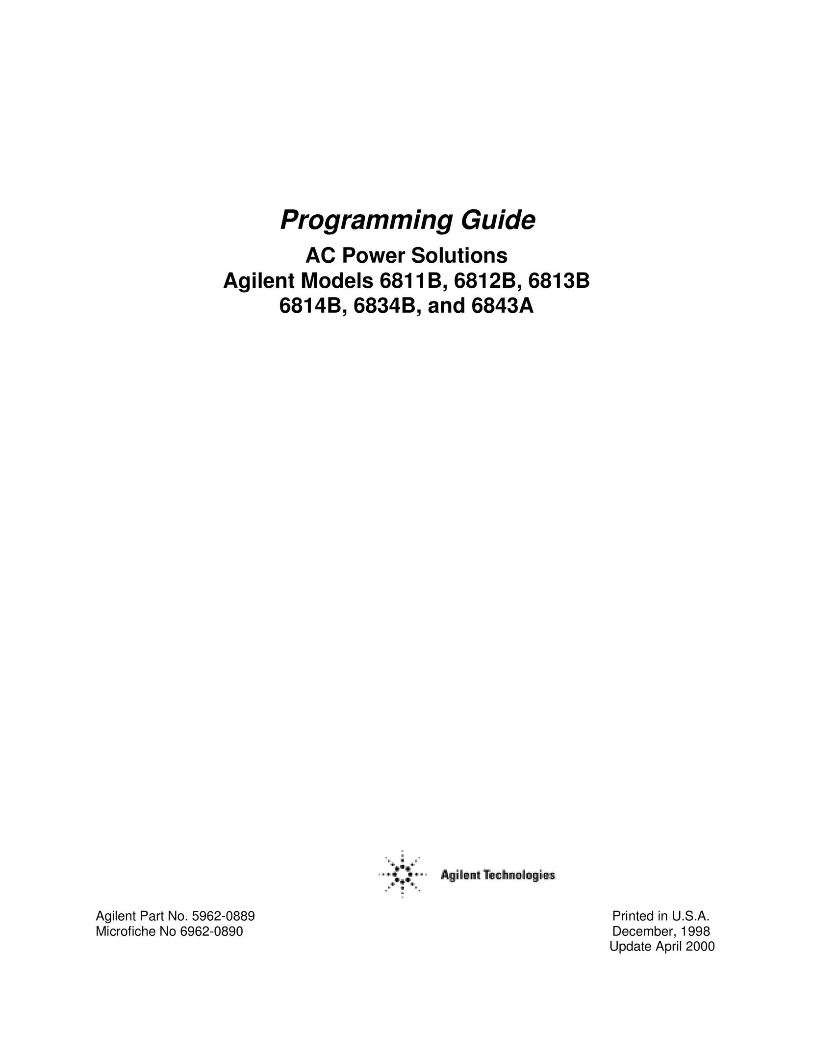 Agilent Technologies 6843A Welding System User Manual