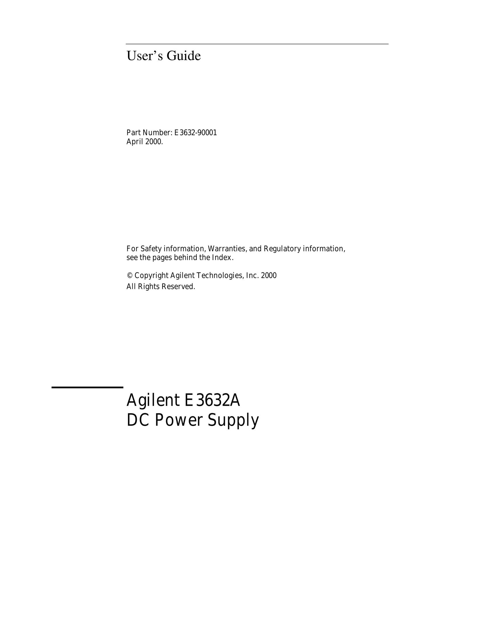 Agilent Technologies E3632A Welding System User Manual