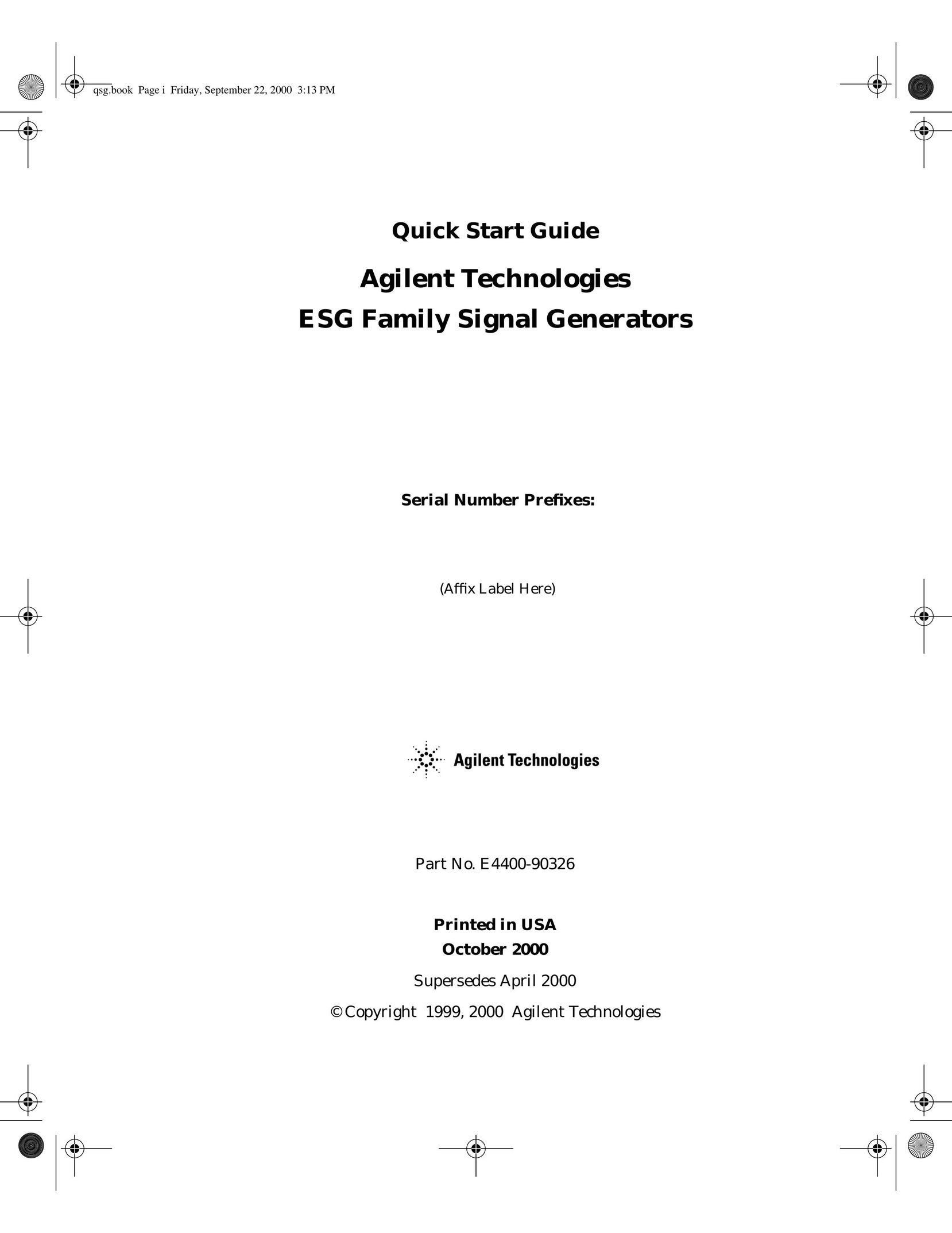 Agilent Technologies E4400-90326 Welding System User Manual