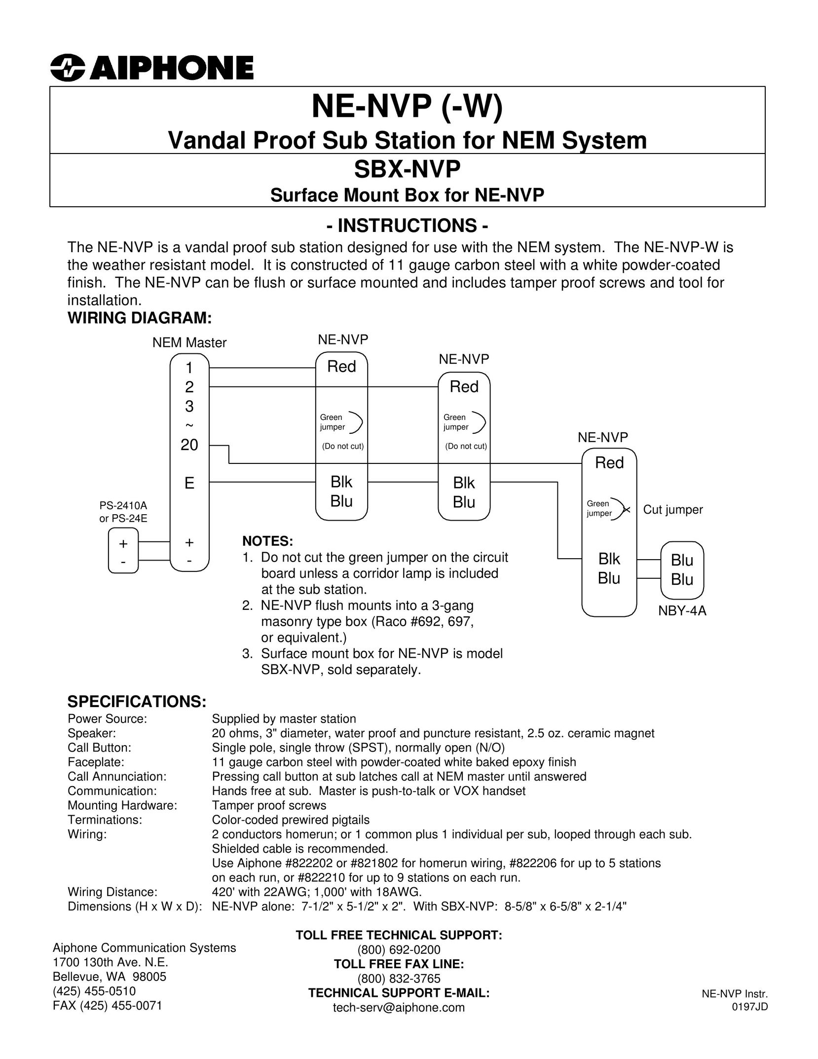 Aiphone NE-NVP (-W) Welding System User Manual