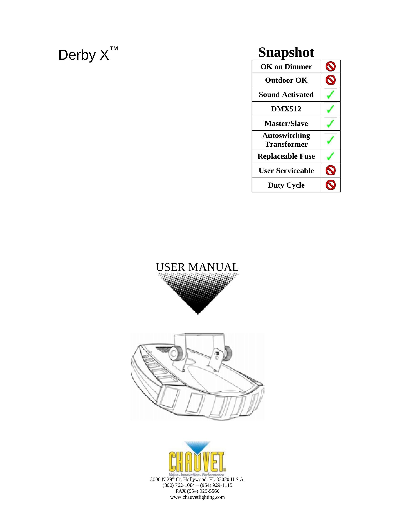 Chauvet DERBY X Welding System User Manual