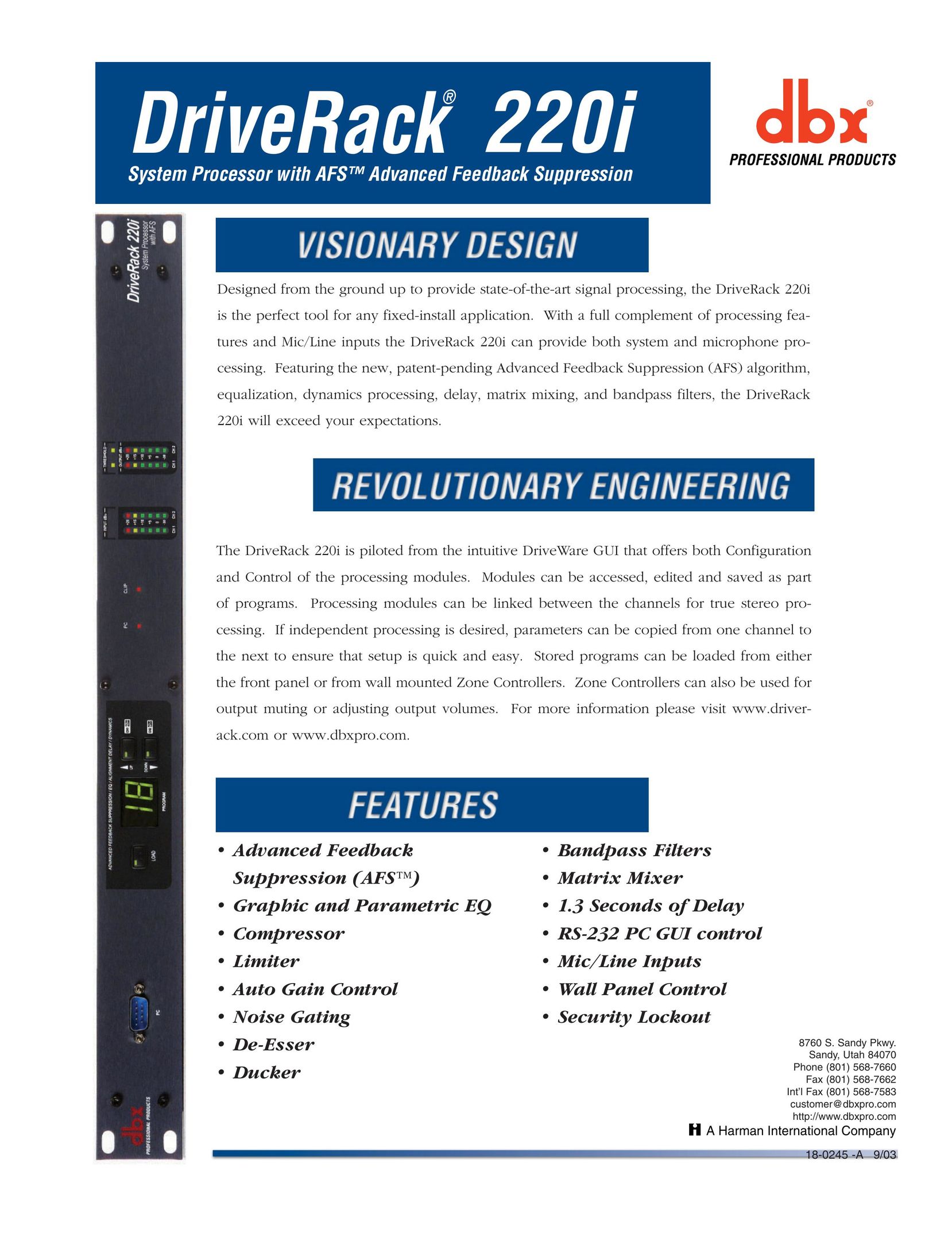 dbx Pro 220i Welding System User Manual