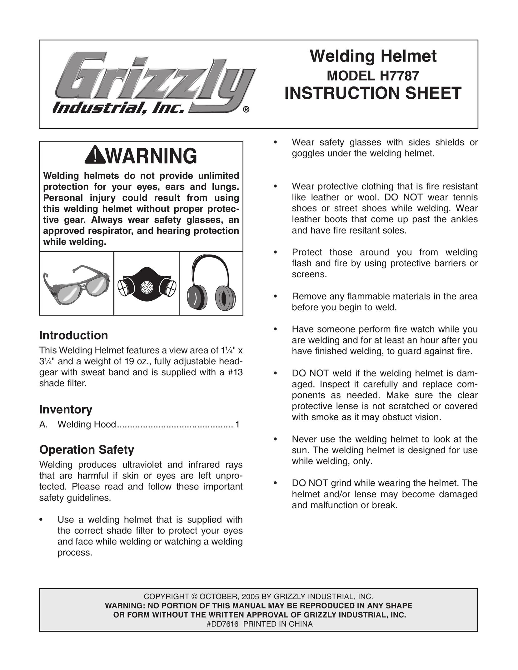 Grizzly h7787 Welding System User Manual