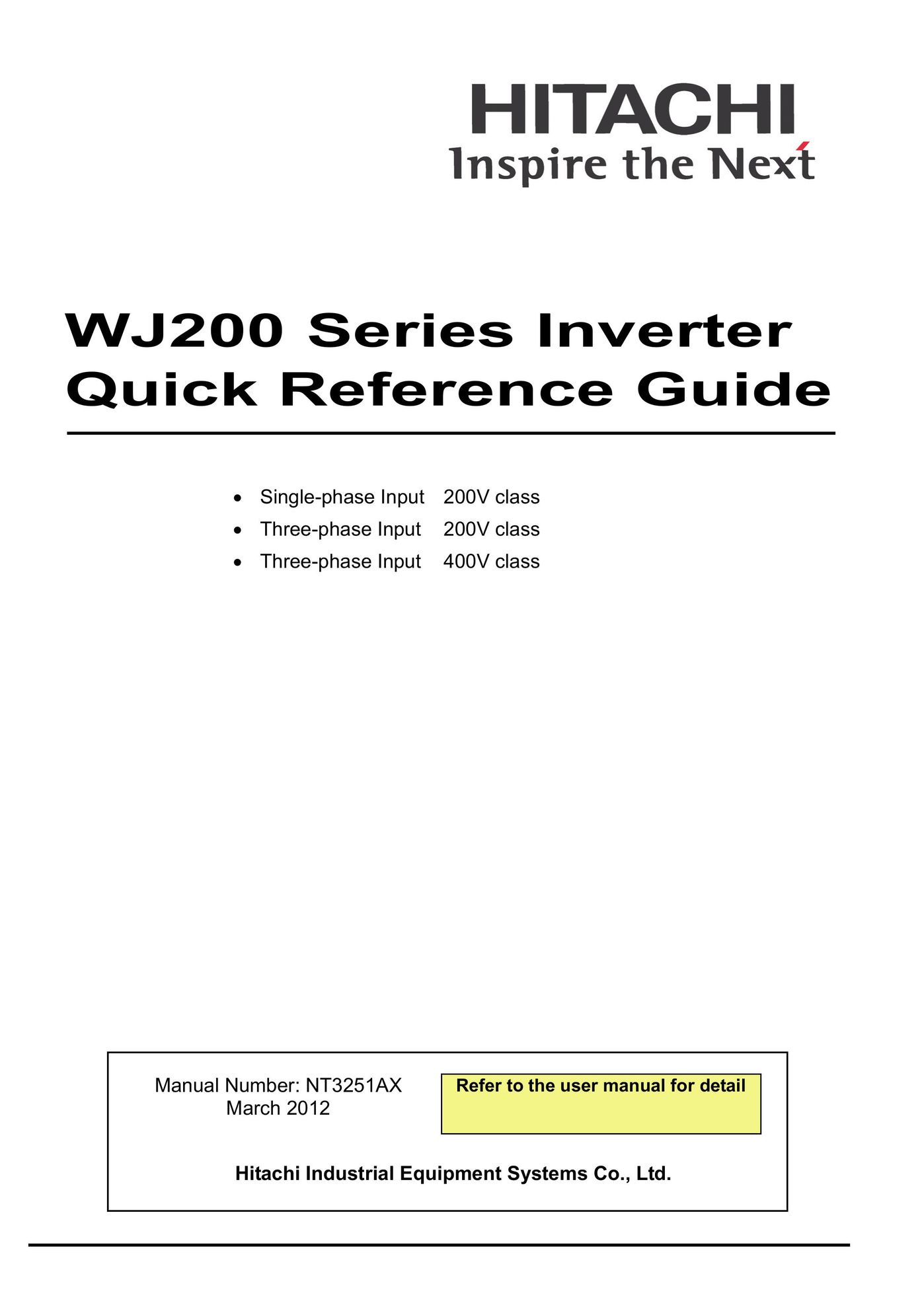 Hitachi hitachi series inverter Welding System User Manual