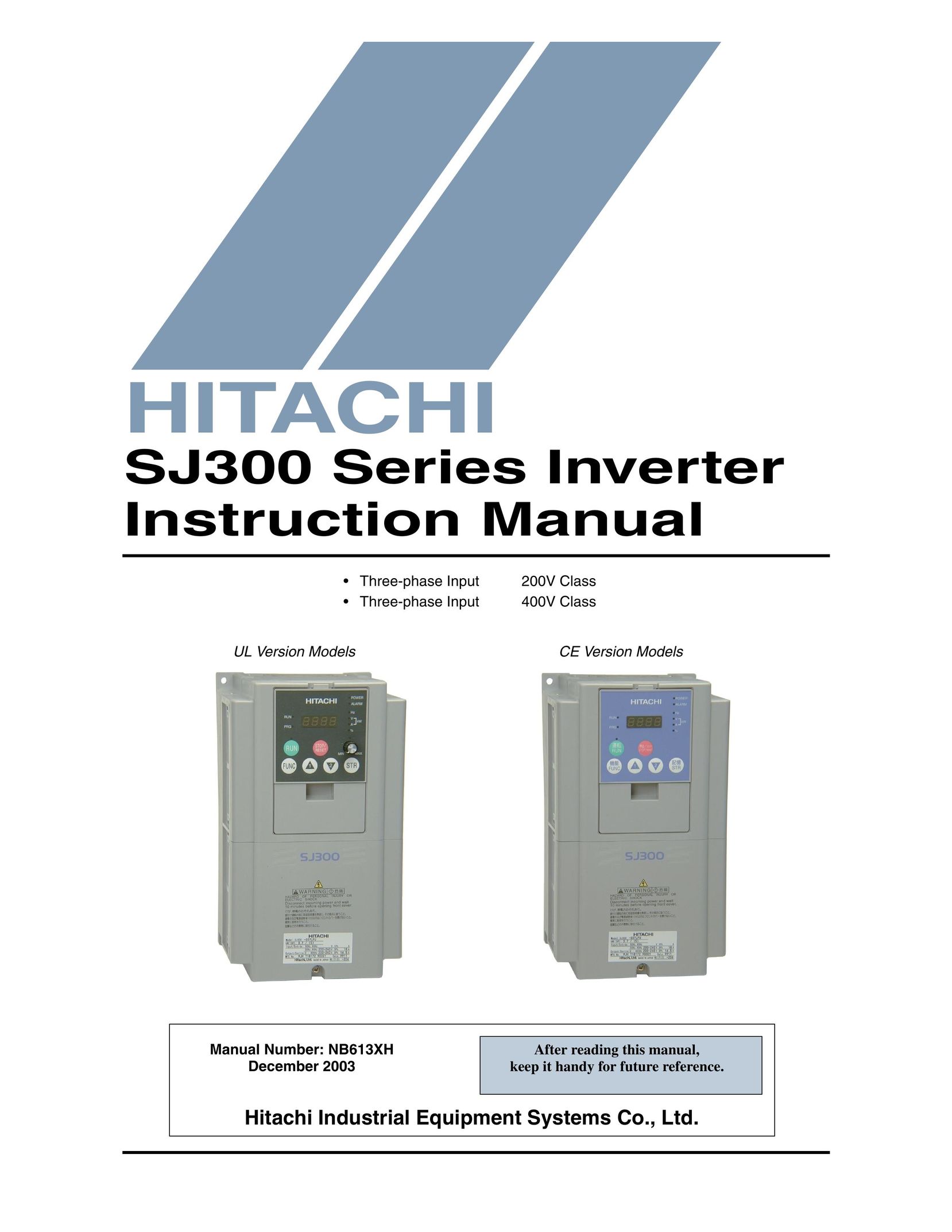 Hitachi SJ300-037HFE Welding System User Manual