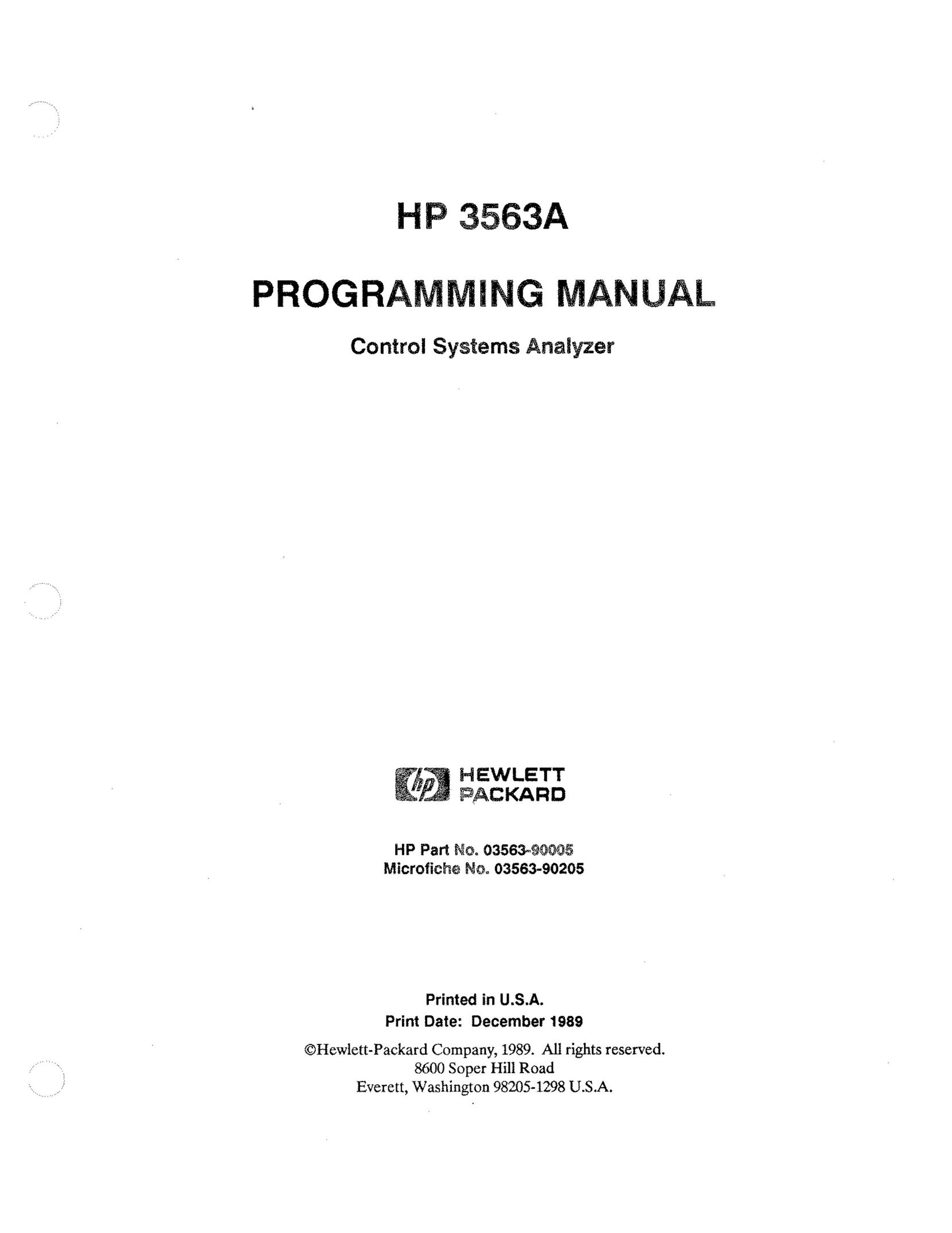 HP (Hewlett-Packard) 3563A Welding System User Manual