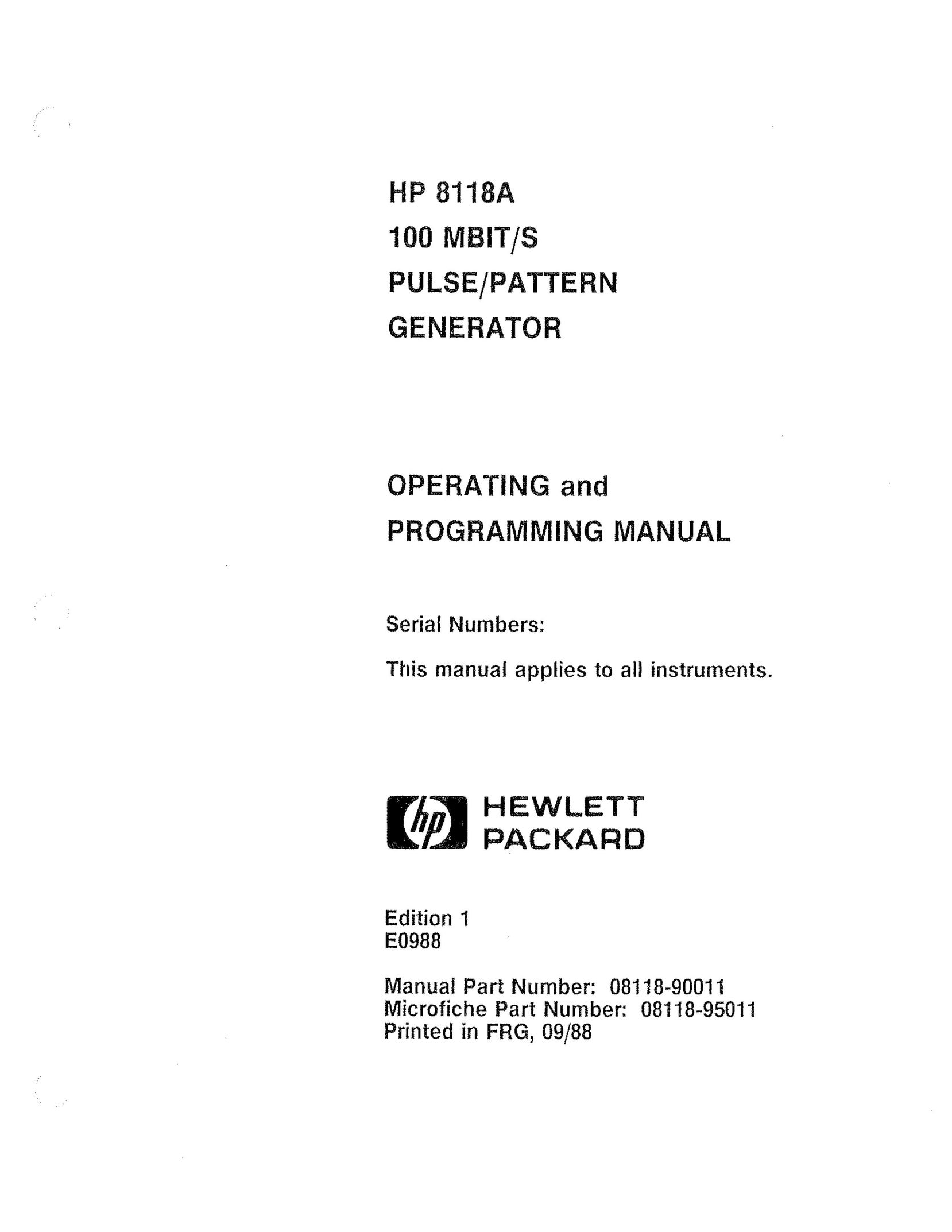 HP (Hewlett-Packard) 8118A Welding System User Manual