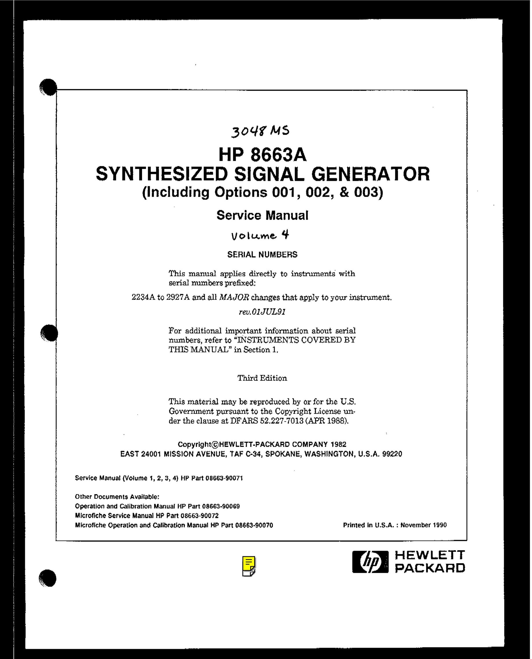 HP (Hewlett-Packard) HP 8663A Welding System User Manual