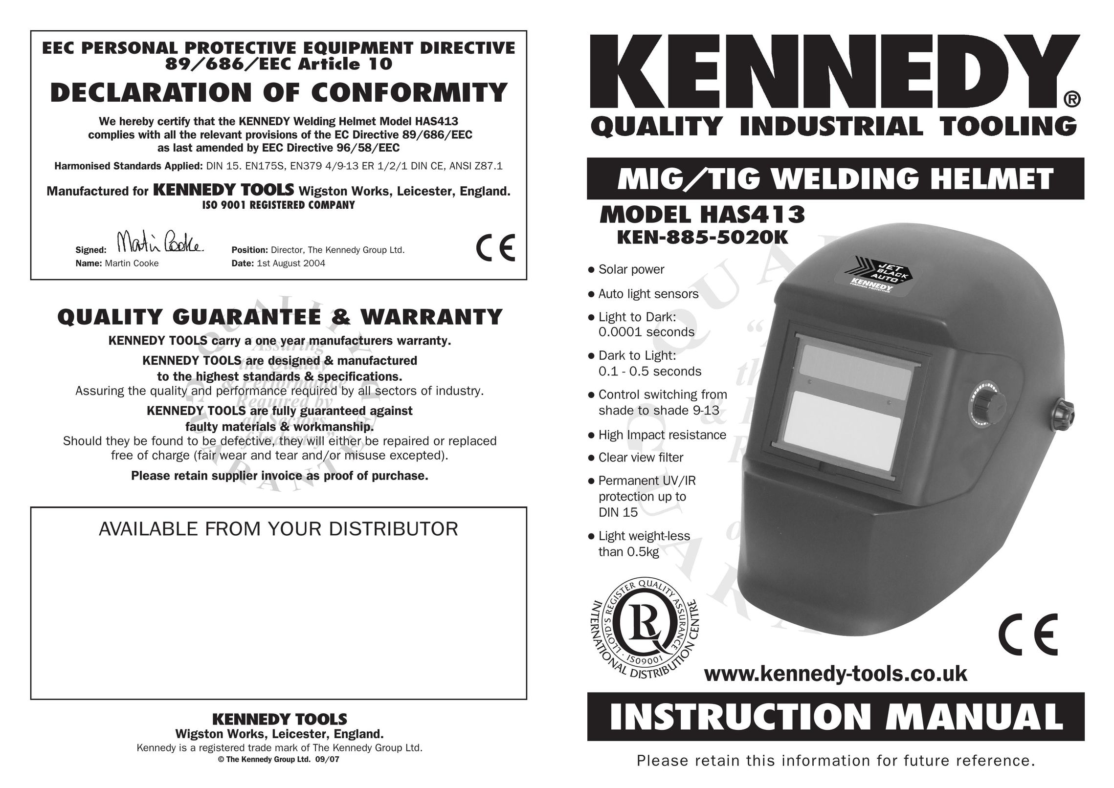 Kennedy HAS413 Welding System User Manual