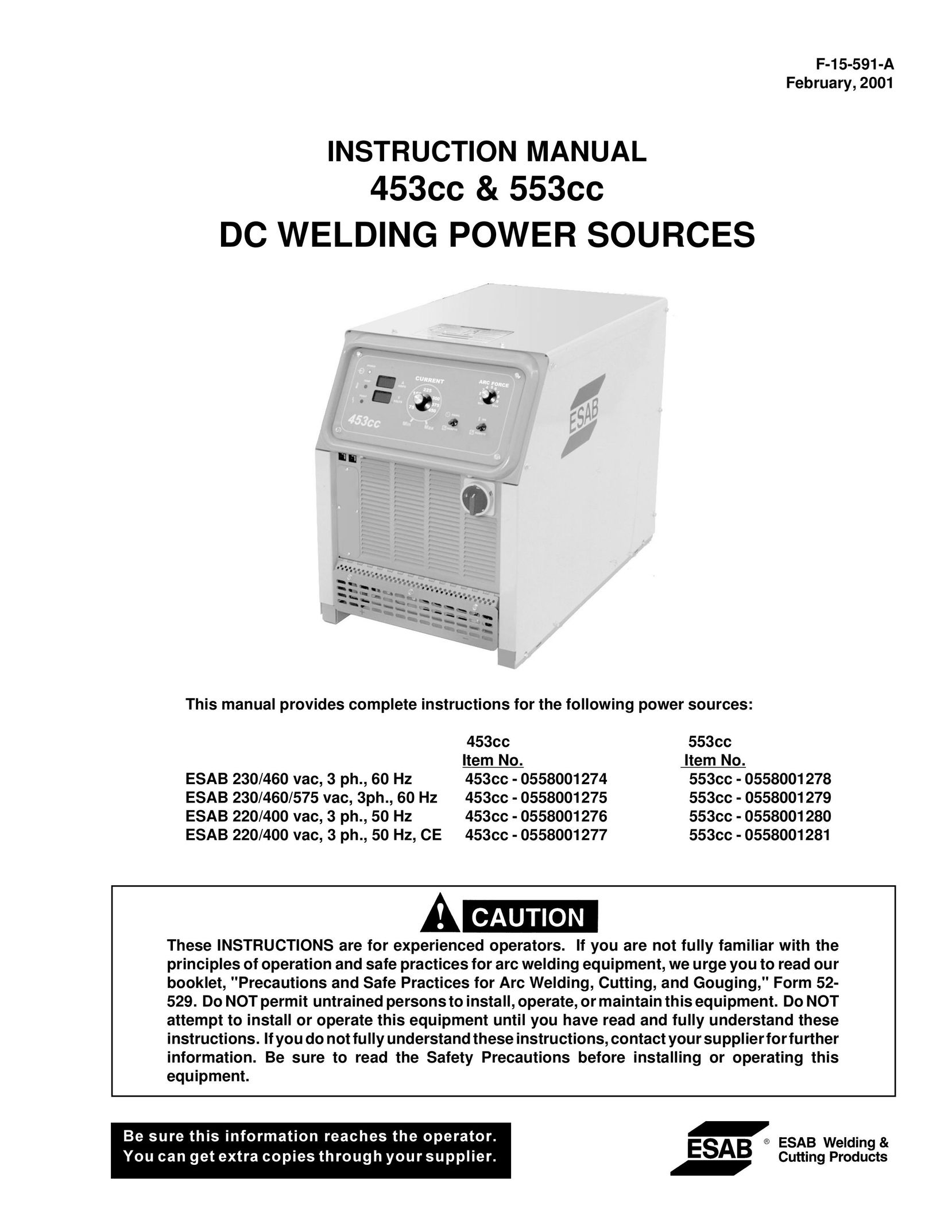 LG Electronics 453cc Welding System User Manual
