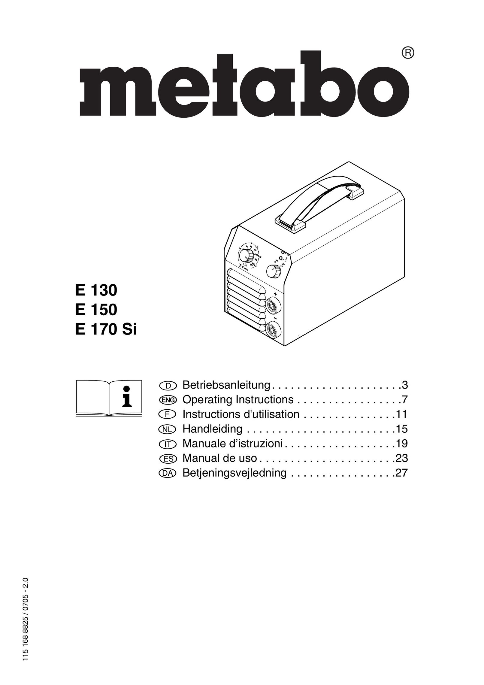 Metabo E 170 Si Welding System User Manual