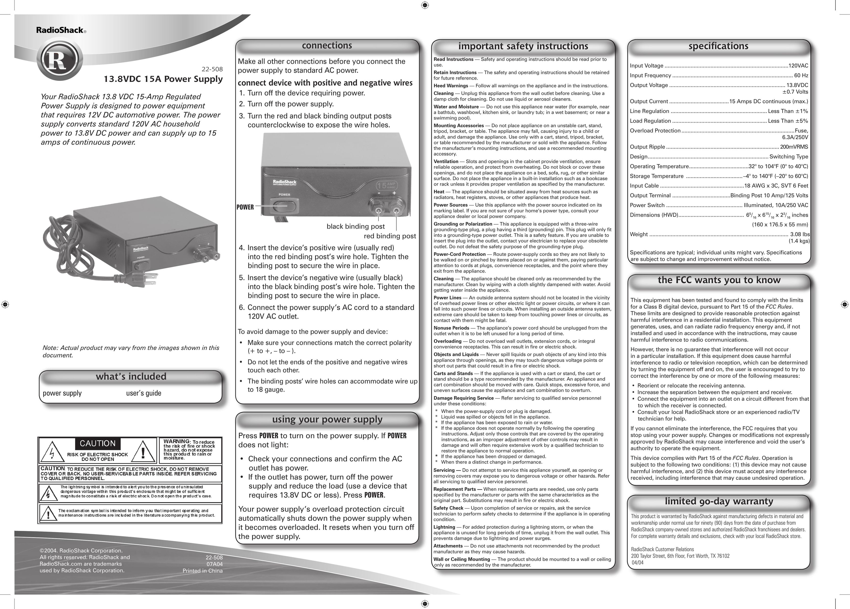Radio Shack 22-508 Welding System User Manual