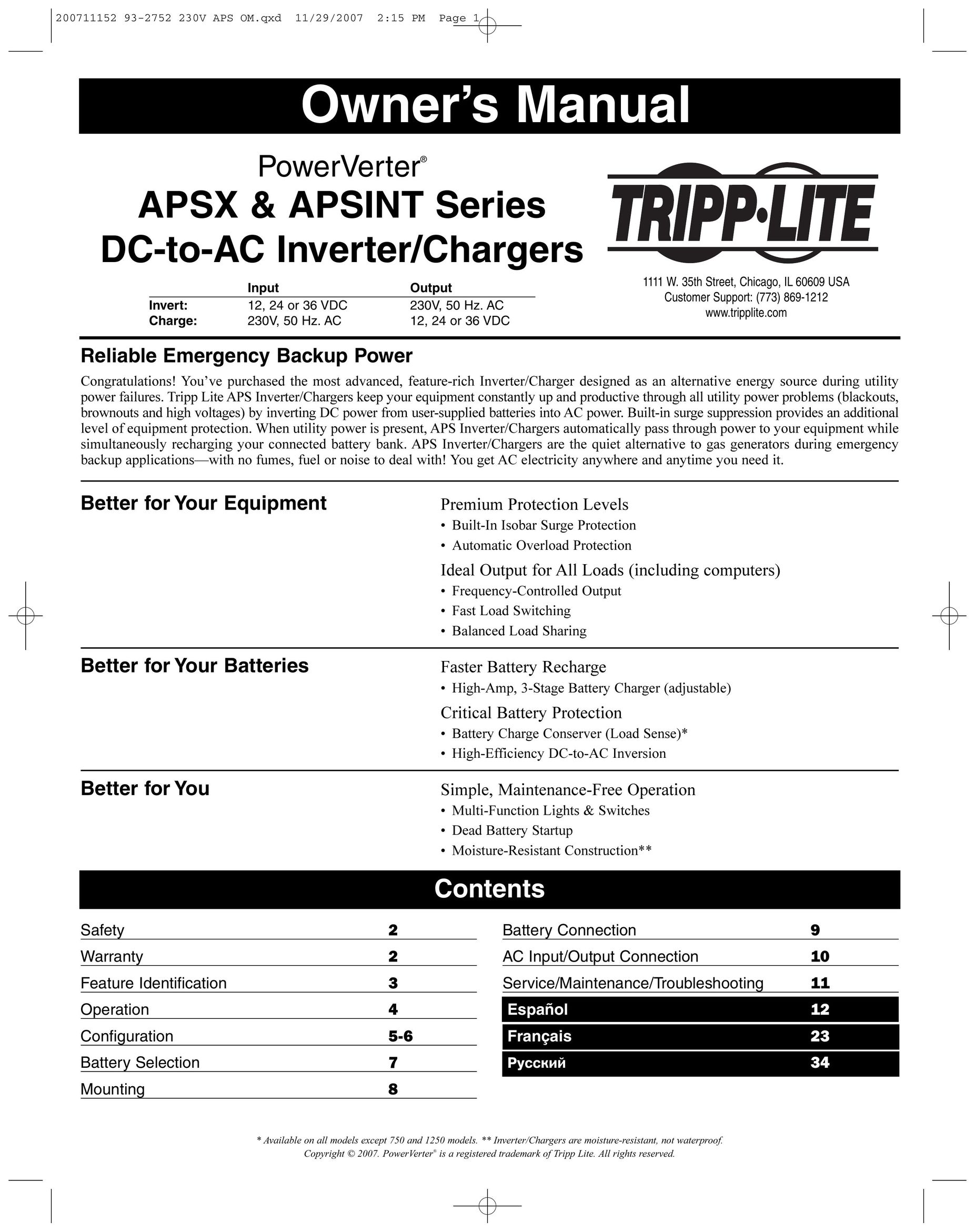 Tripp Lite APSX Welding System User Manual