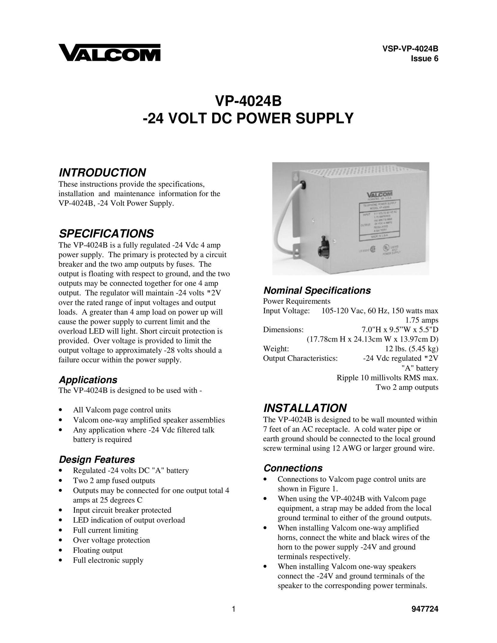 Valcom vp 4024b Welding System User Manual
