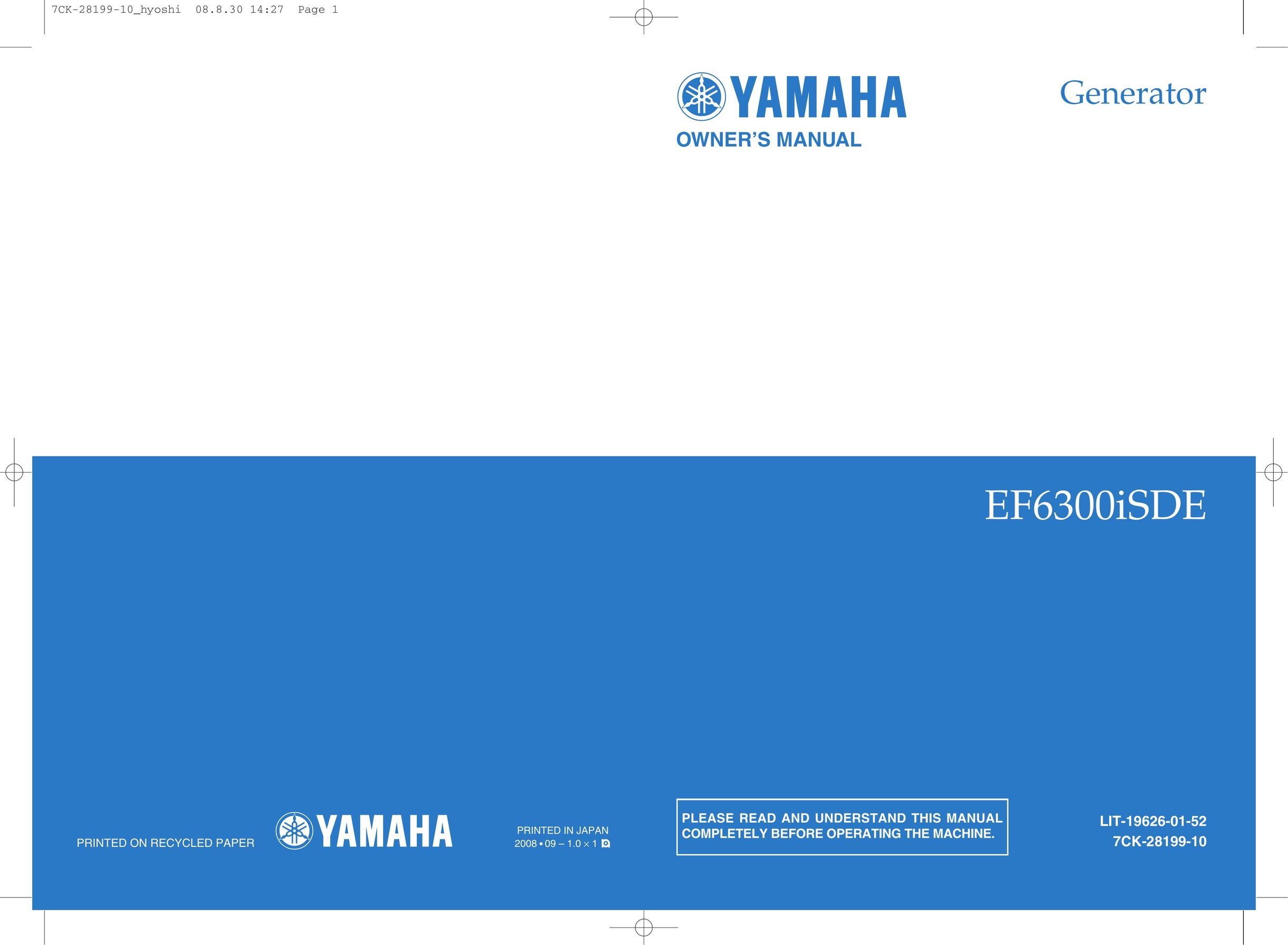 Yamaha EF6300iSDE Welding System User Manual