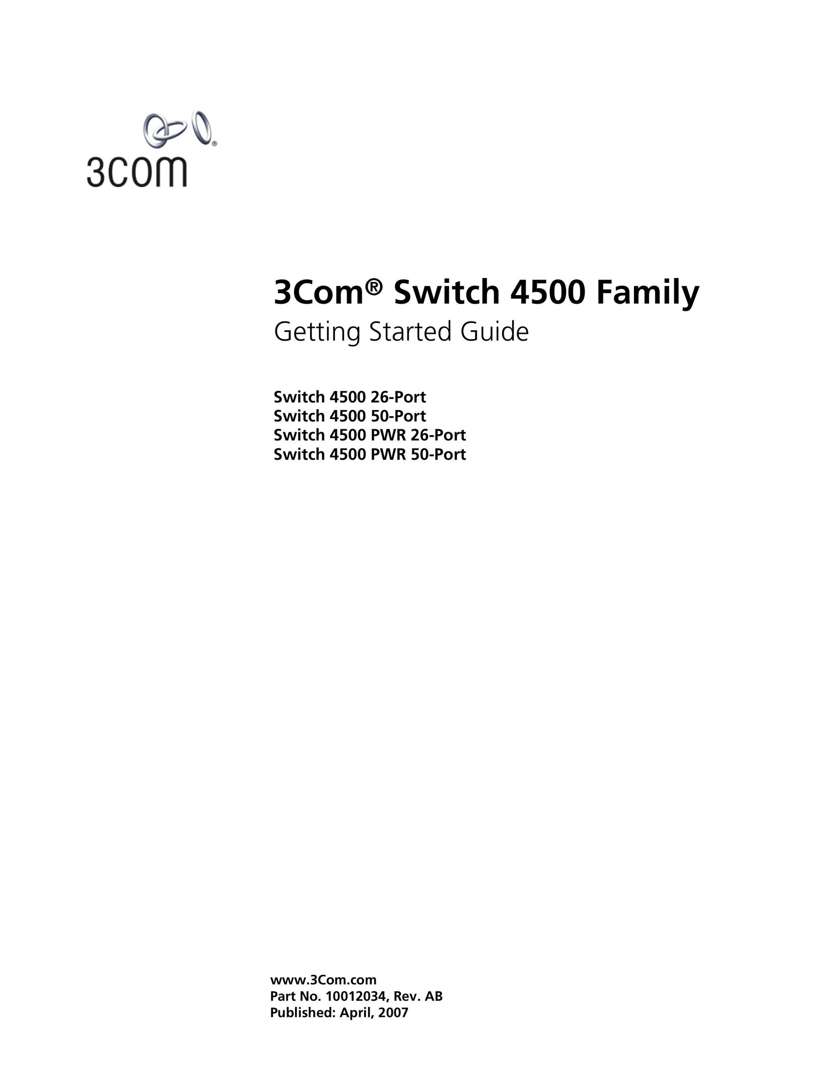 3Com Switch 4500 PWR 26-Port Work Light User Manual