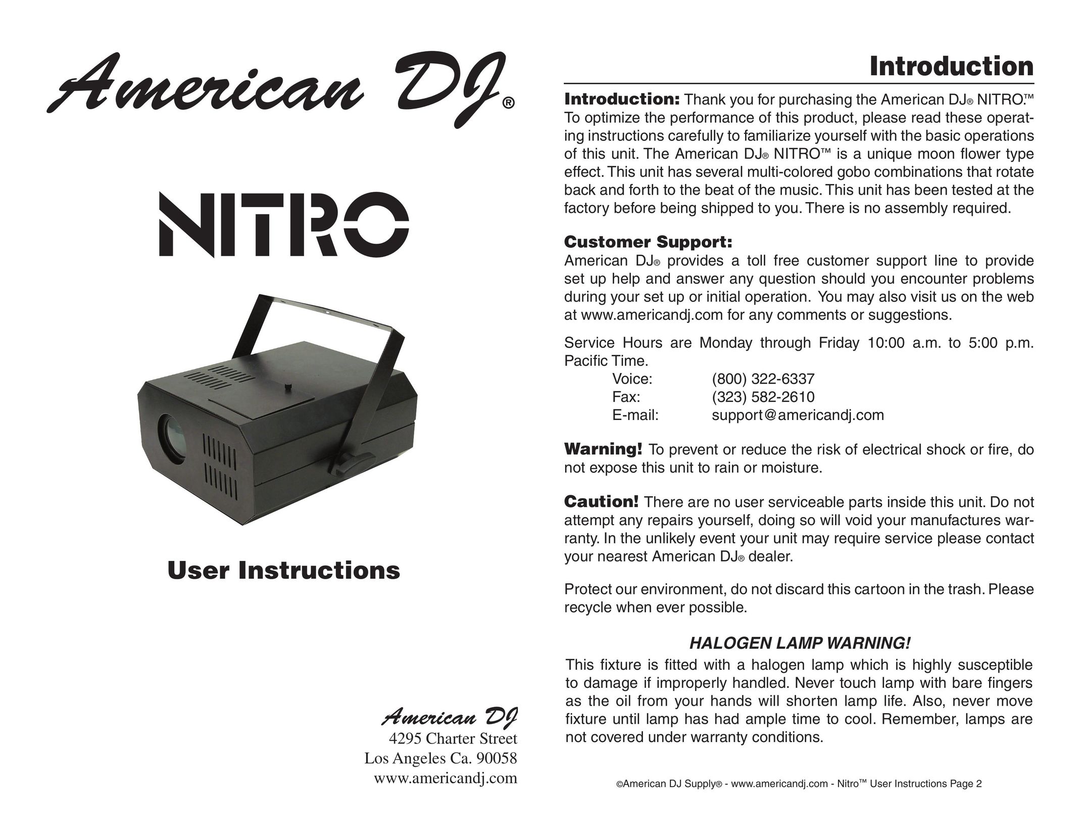 American DJ Nitro Work Light User Manual