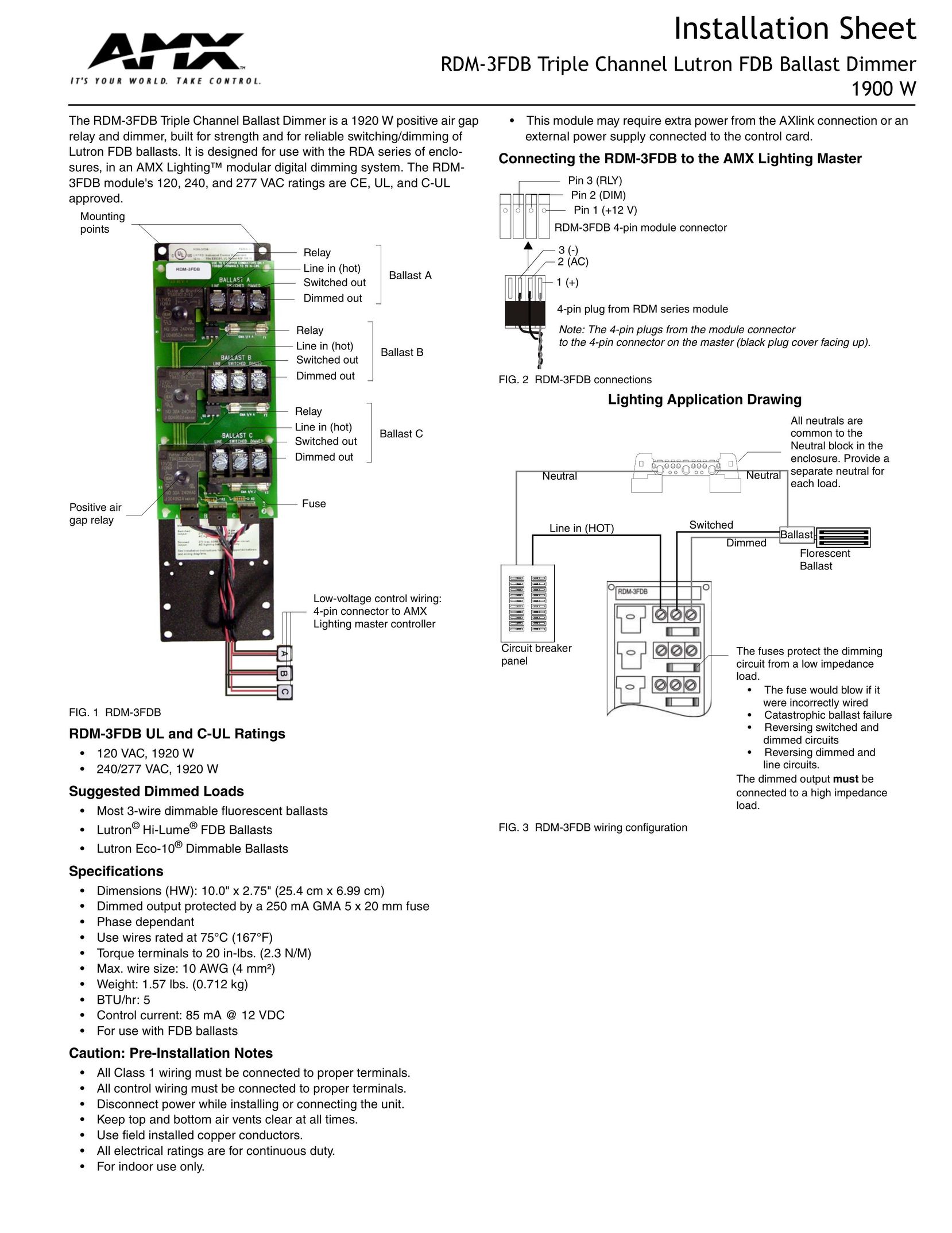 AMX RDM-3FDB Work Light User Manual
