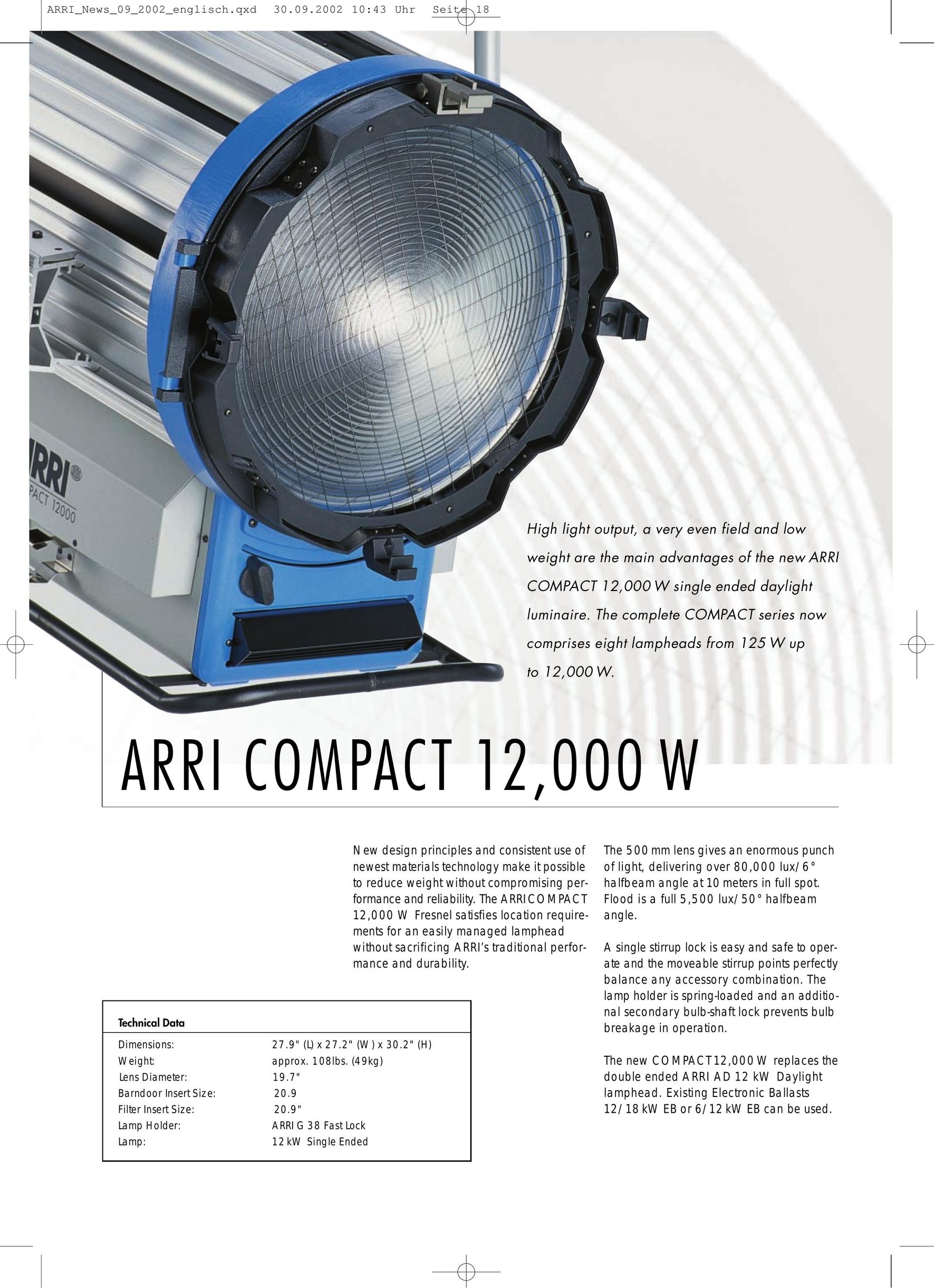 ARRI 12000 W Work Light User Manual