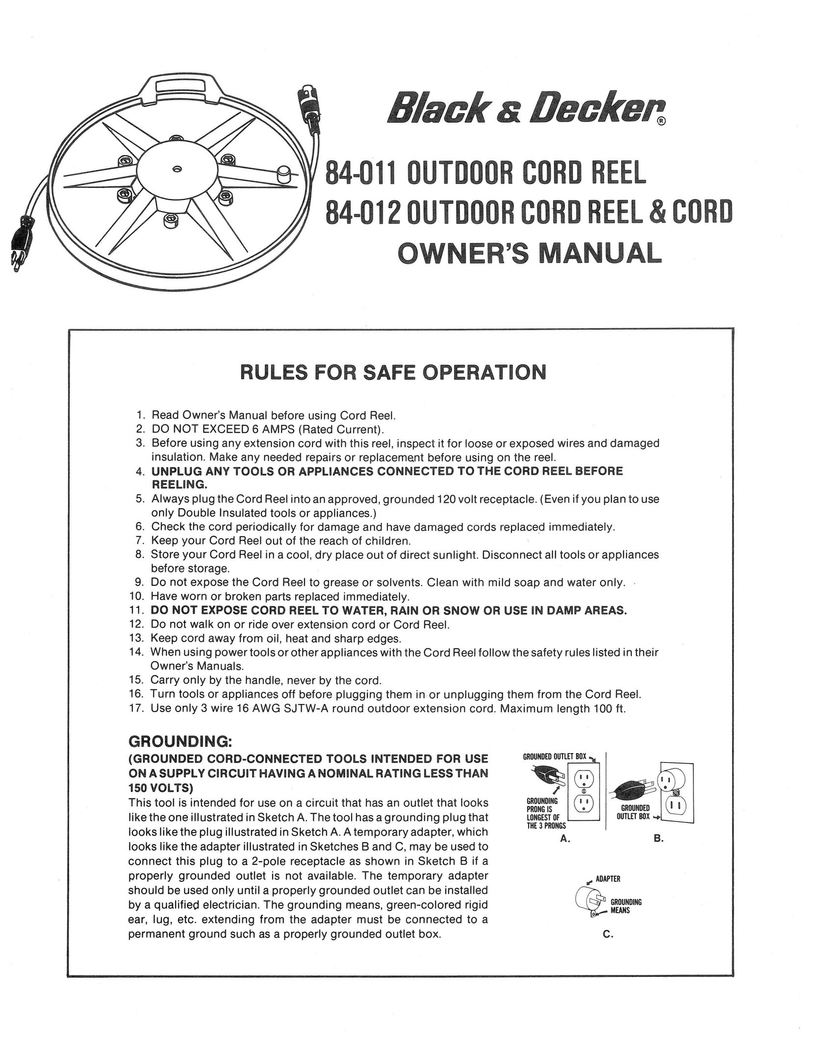 Black & Decker 84-012 Work Light User Manual