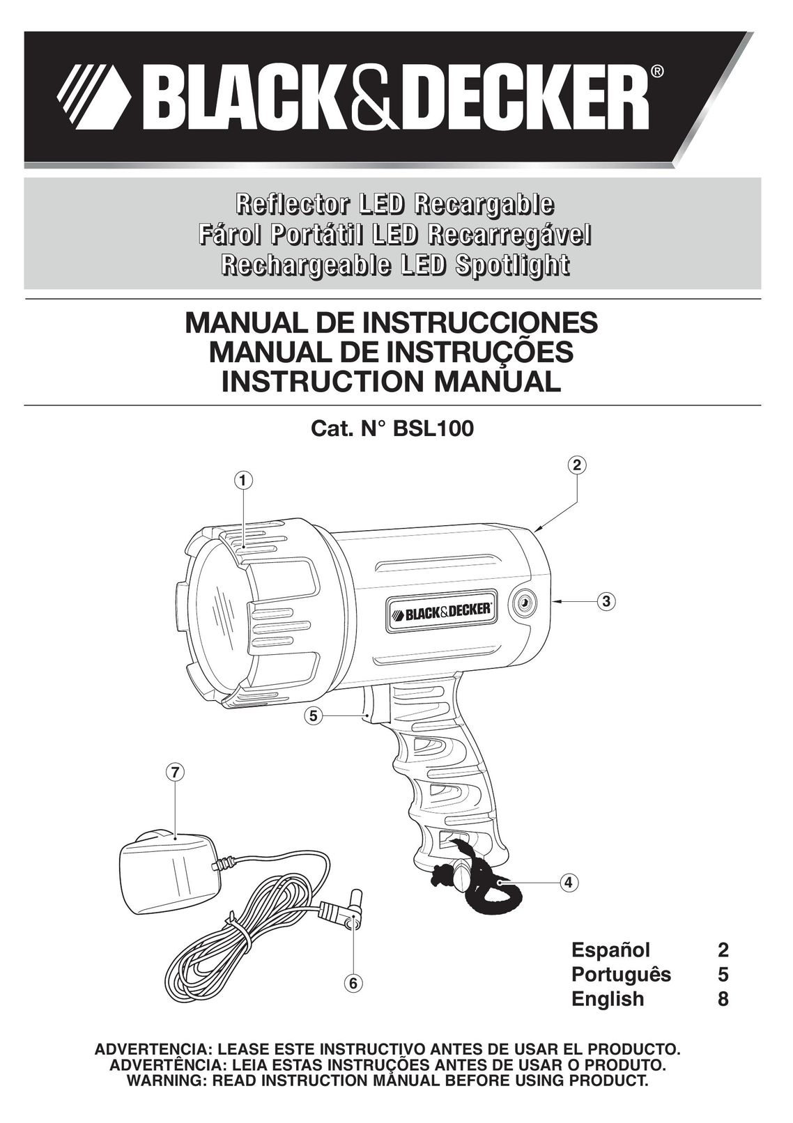 Black & Decker BSL100 Work Light User Manual