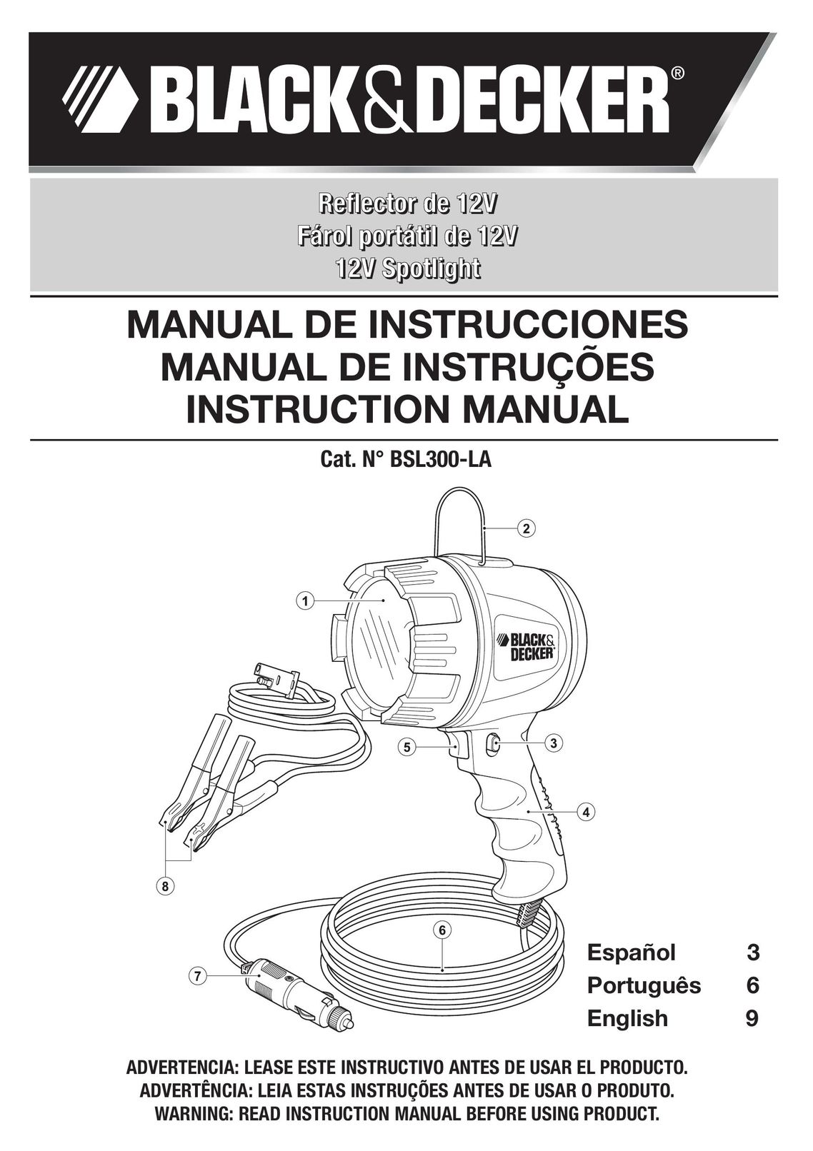 Black & Decker BSL300-LA Work Light User Manual