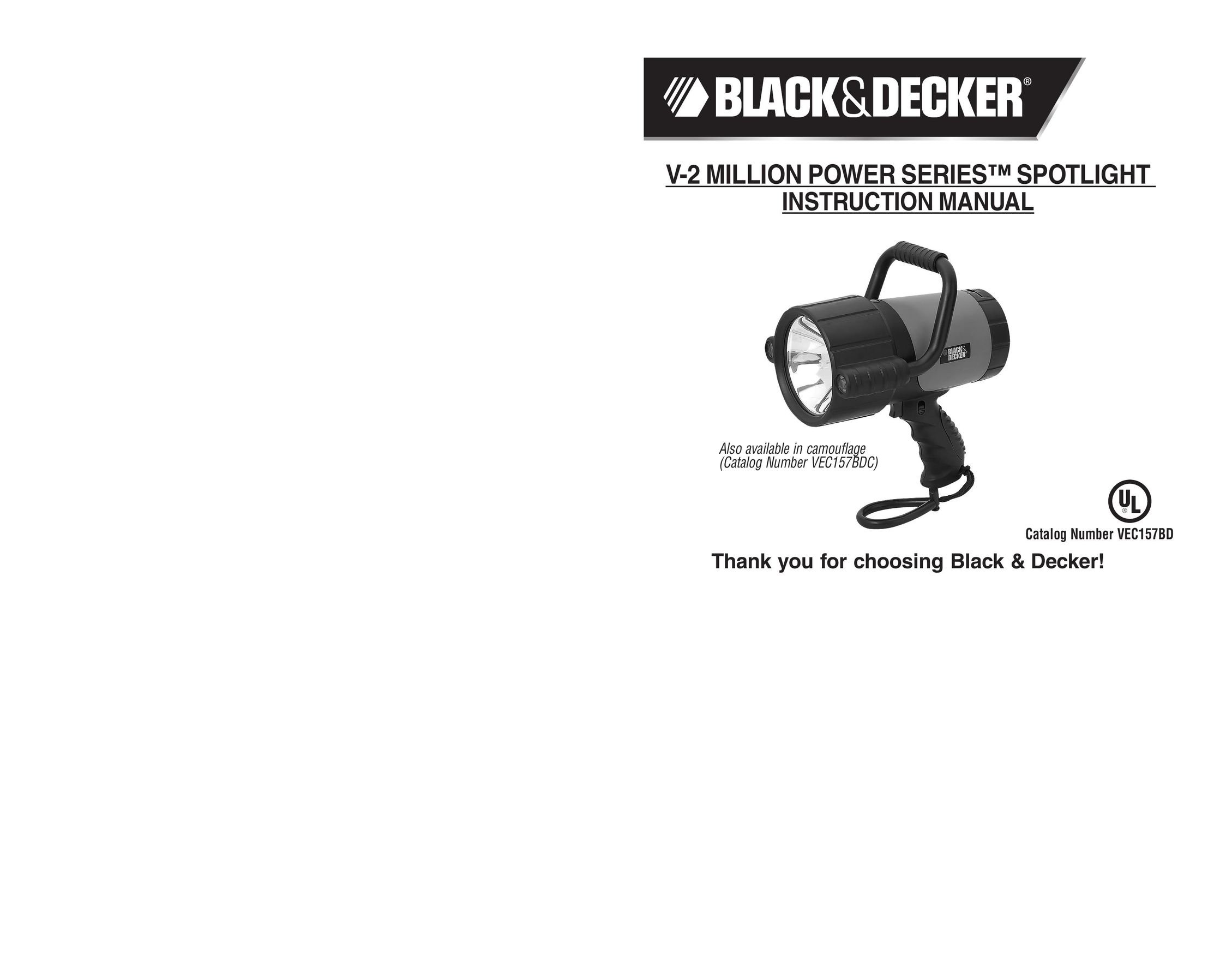 Black & Decker VEC15780 Work Light User Manual