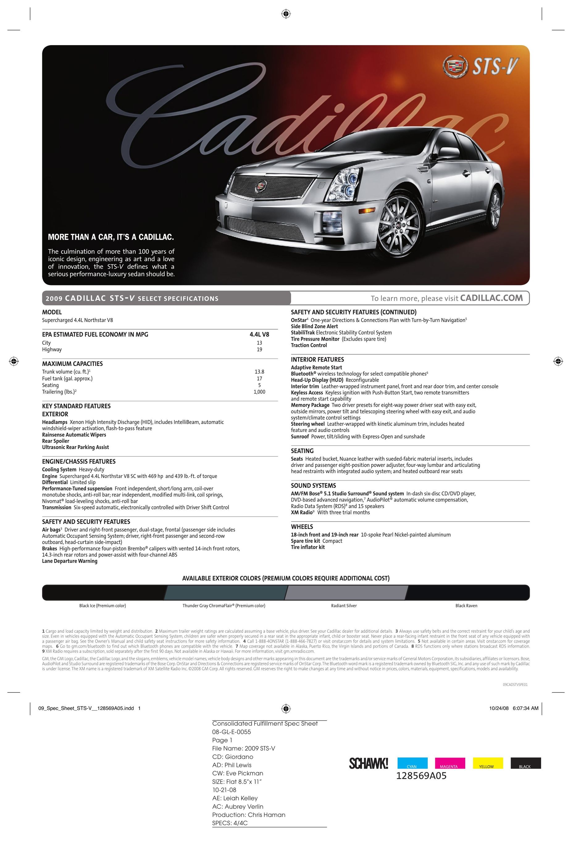 Cadillac SUPERCHARGED 4.4L NORTHSTAR V8 Work Light User Manual