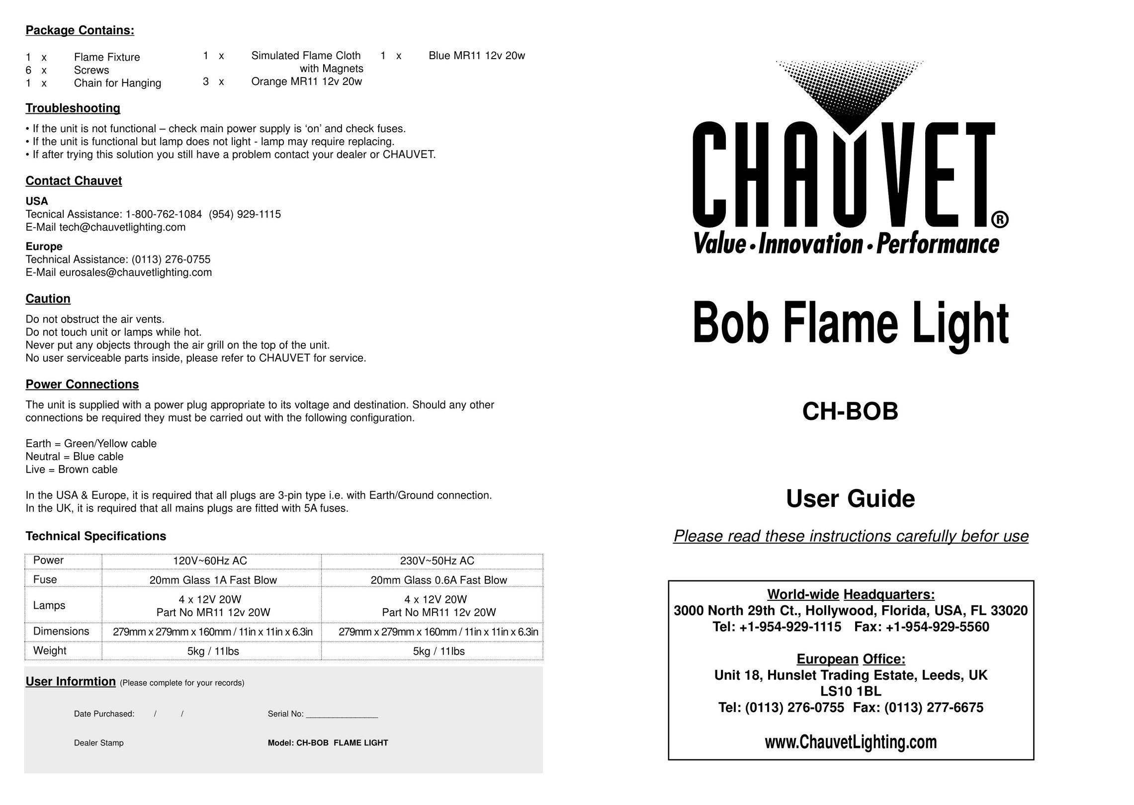 Chauvet CH-BOB Work Light User Manual