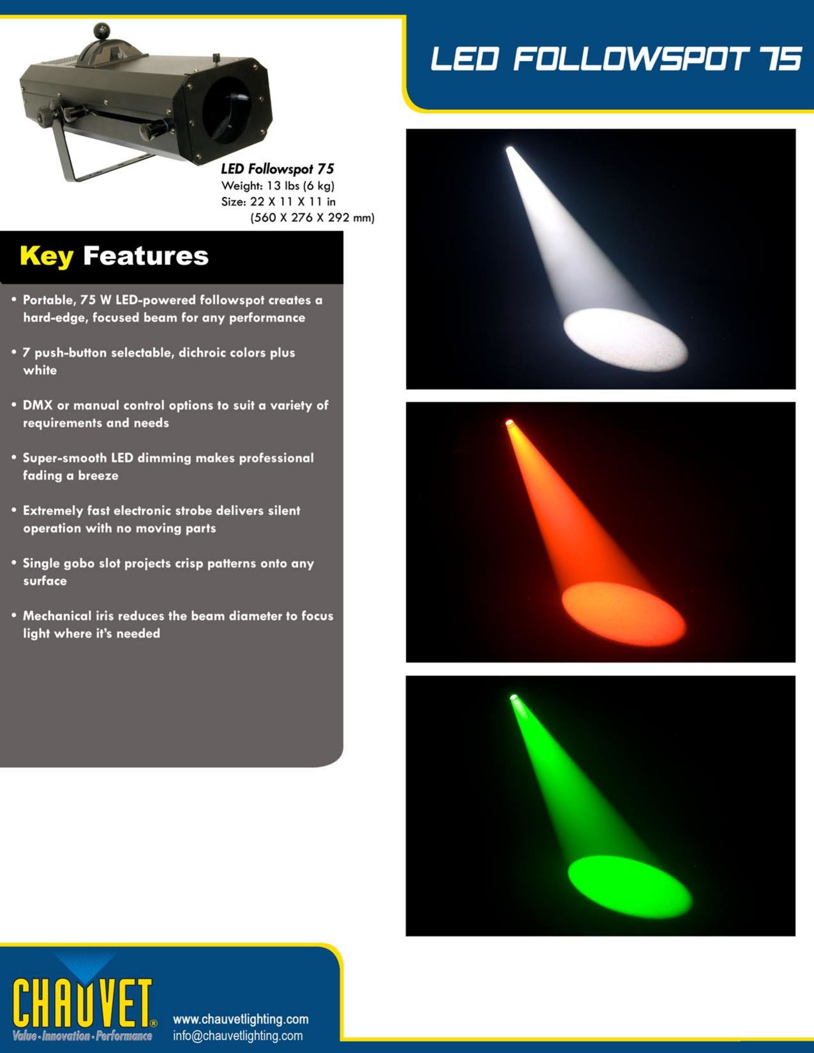 Chauvet LED Followspot 75 Work Light User Manual