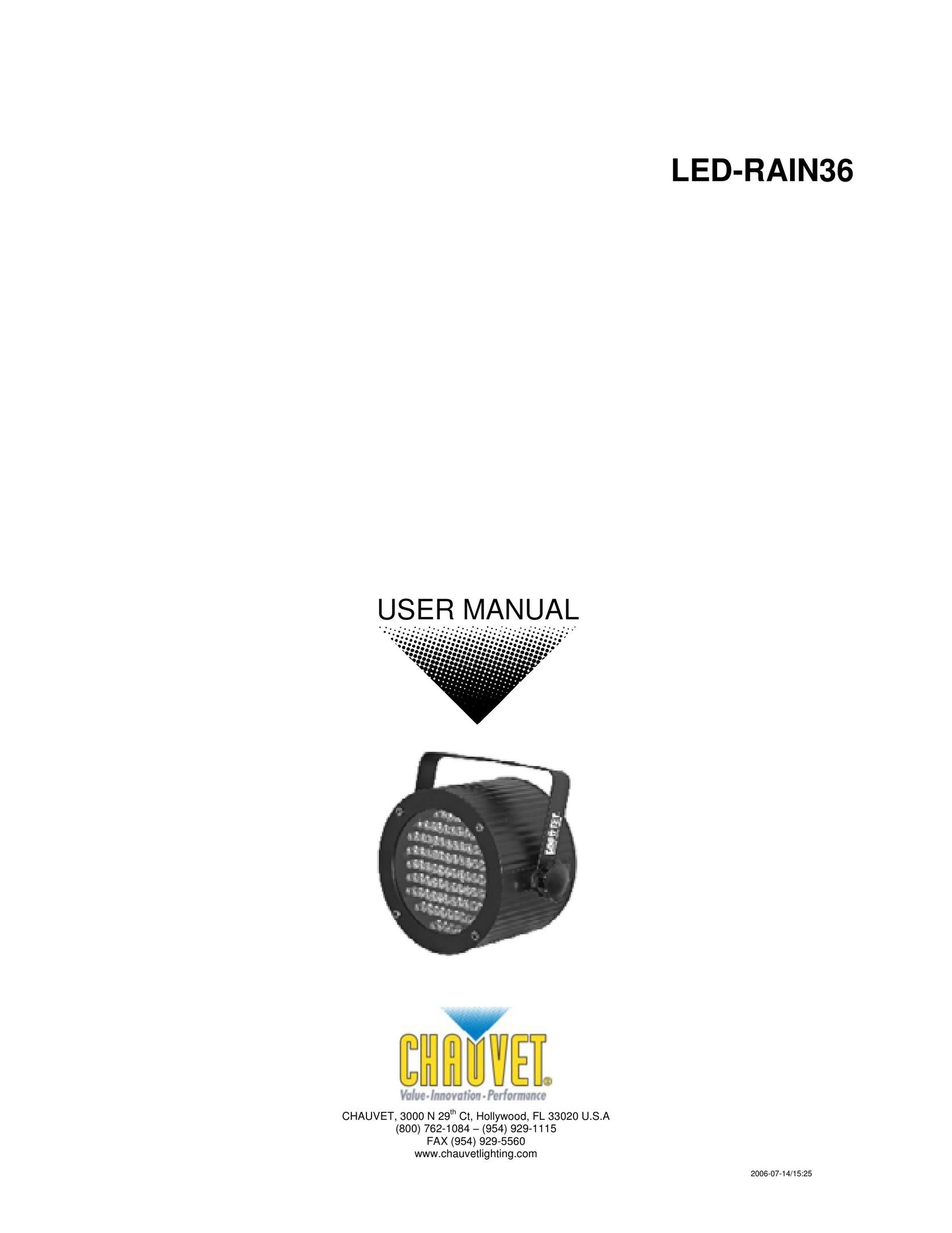 Chauvet LED-RAIN36 Work Light User Manual